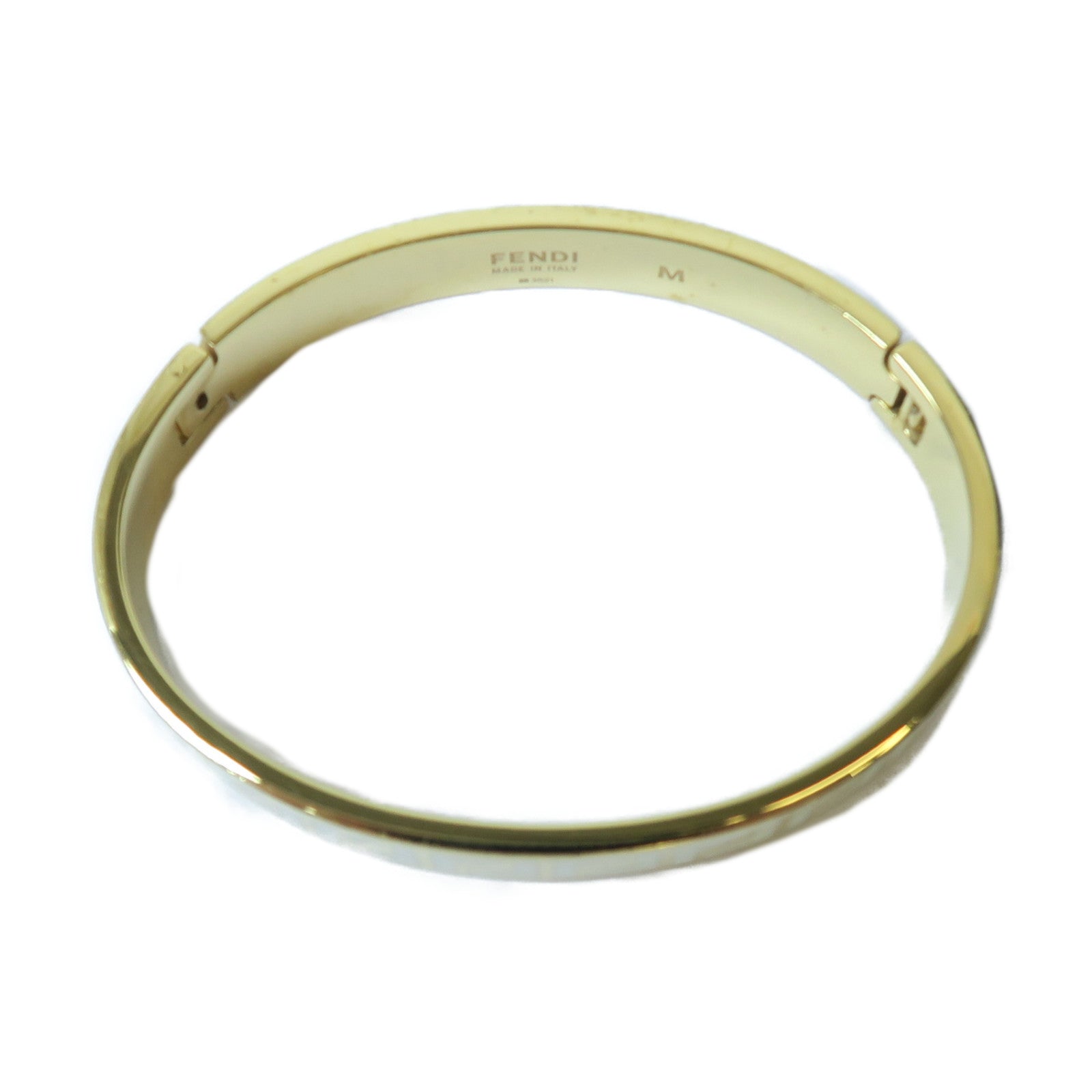 FENDI 金屬Bangle手鐲金色/白色Fendi#M/#16cm