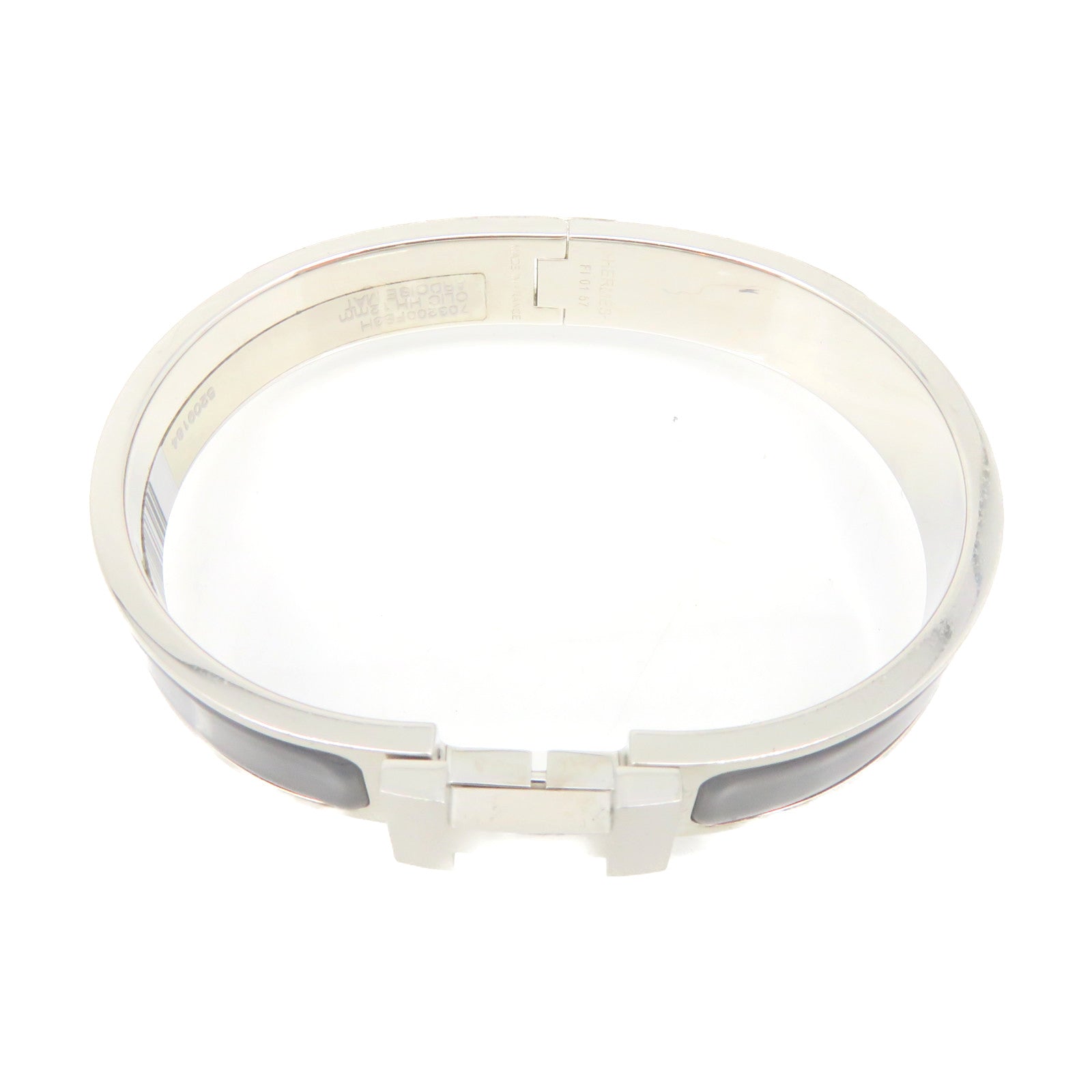 HERMES Metal/Ceramic Clic-H Bracelet Silver Buckle Bracelet Gray/Silver