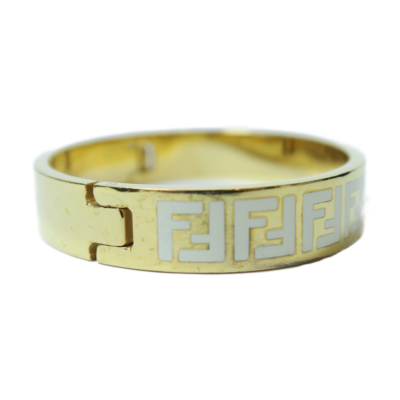 FENDI 金屬Bangle手鐲金色/白色Fendi#M/#16cm