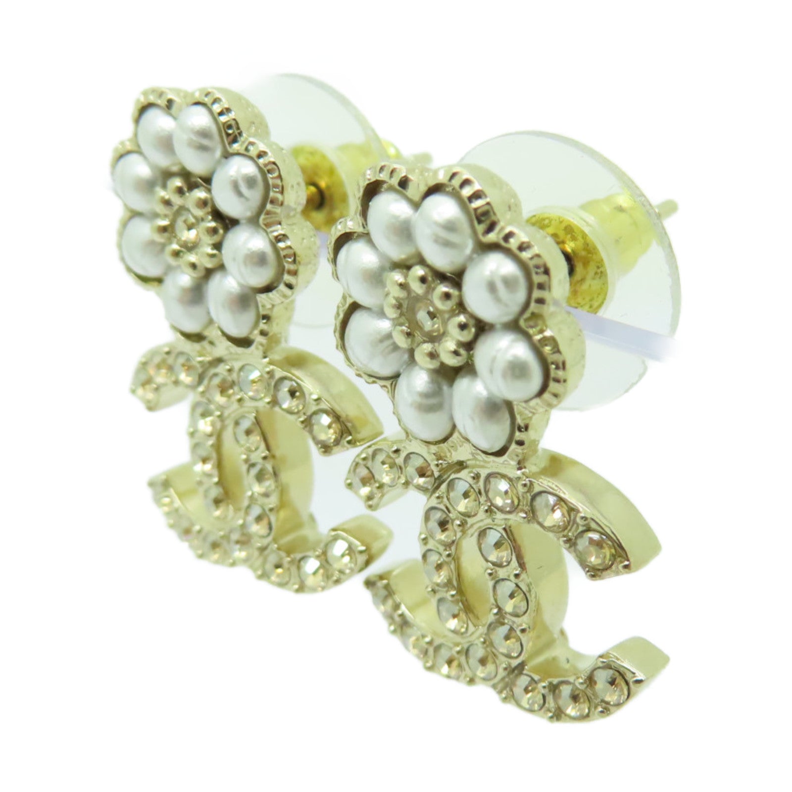 CHANEL PVC/金屬Earrings耳環白色/金色