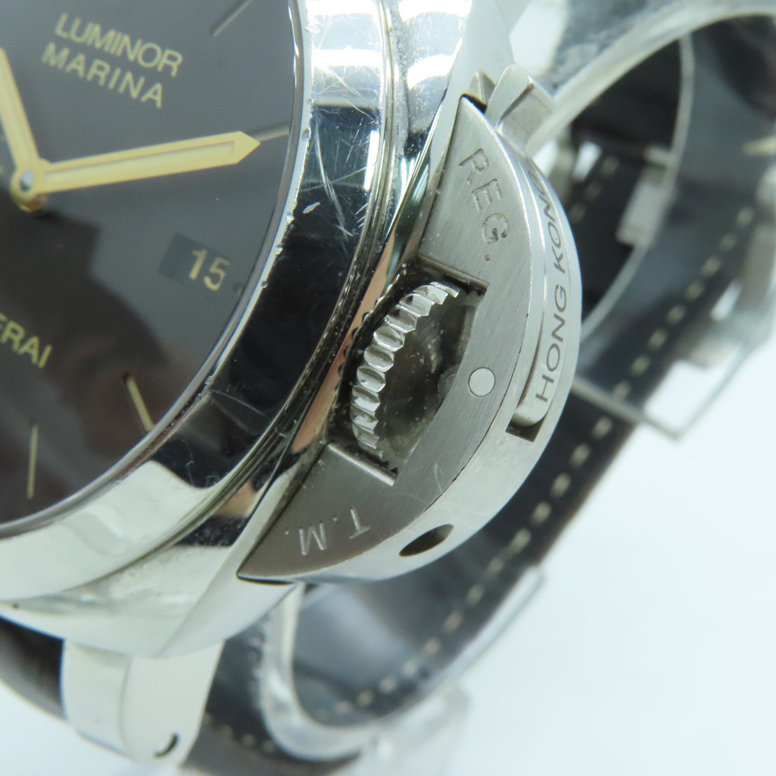PANERAI Luminor鳄鱼皮革带/不锈钢手表自动机芯啡色