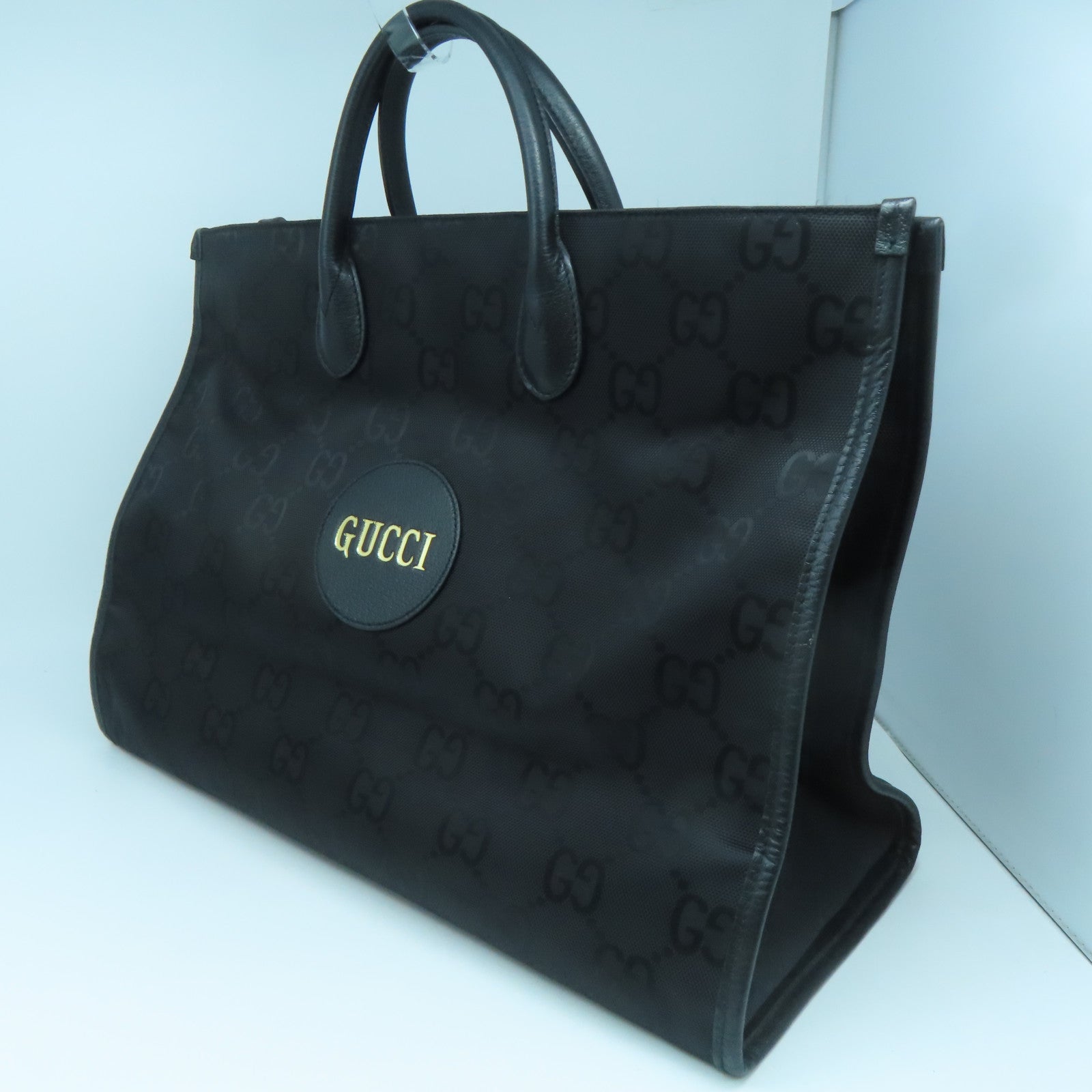 GUCCI Nylon Off the Grid Silver Buckle Handle Shoulder Bag Black