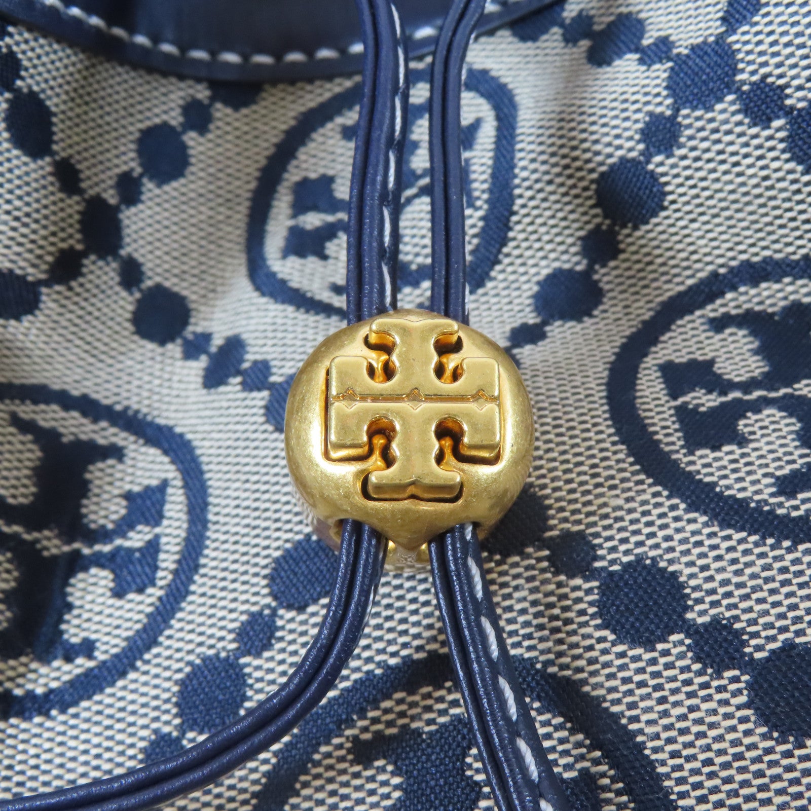 Tory Burch 帆布Shoulder Bag金扣手挽肩背兩用袋深藍色