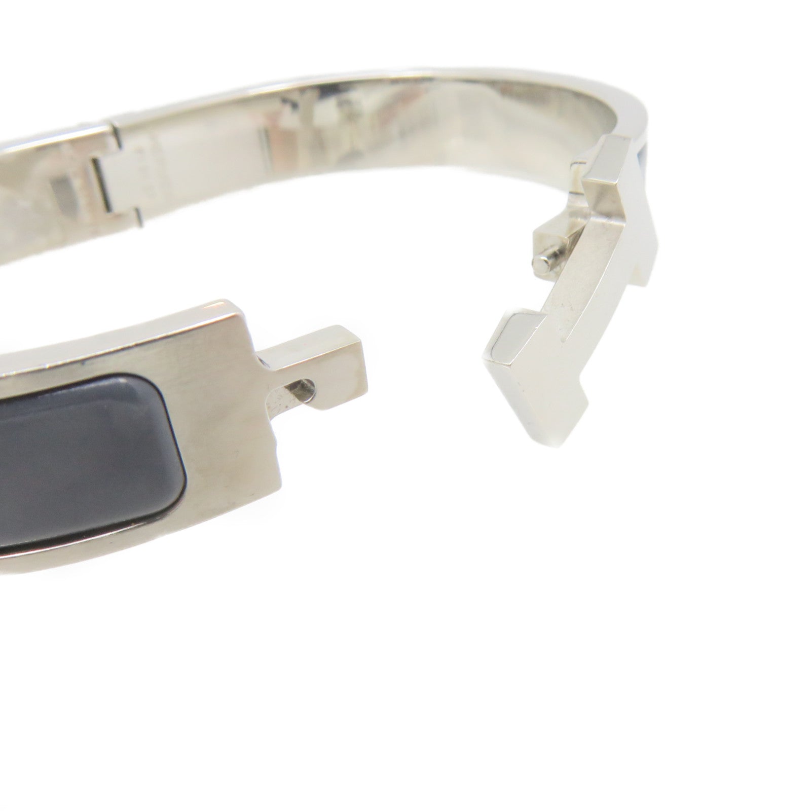 HERMES Metal/Ceramic Clic-H Bracelet Silver Buckle Bracelet Gray/Silver