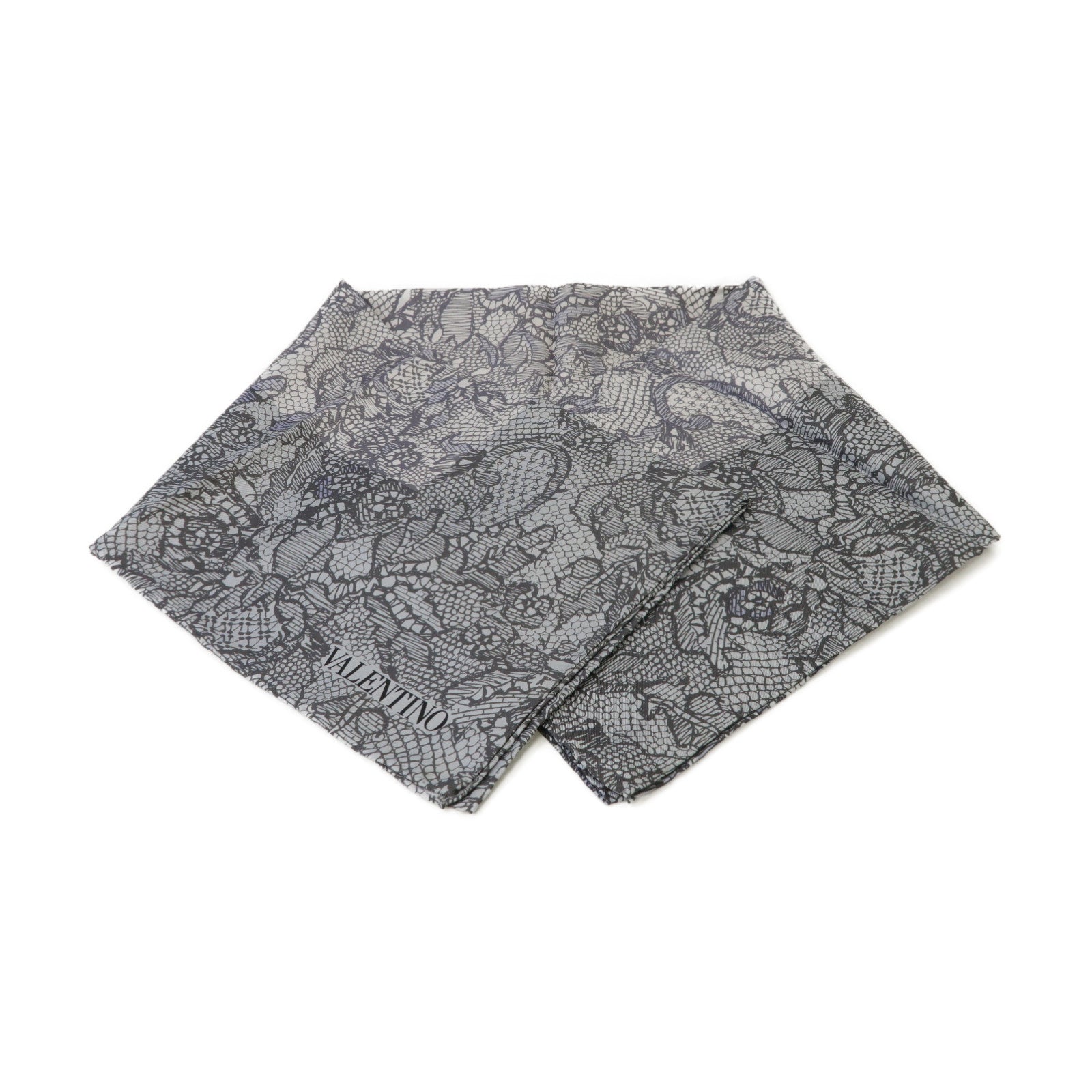 Valentino 絲質Scarf絲巾灰色/白色