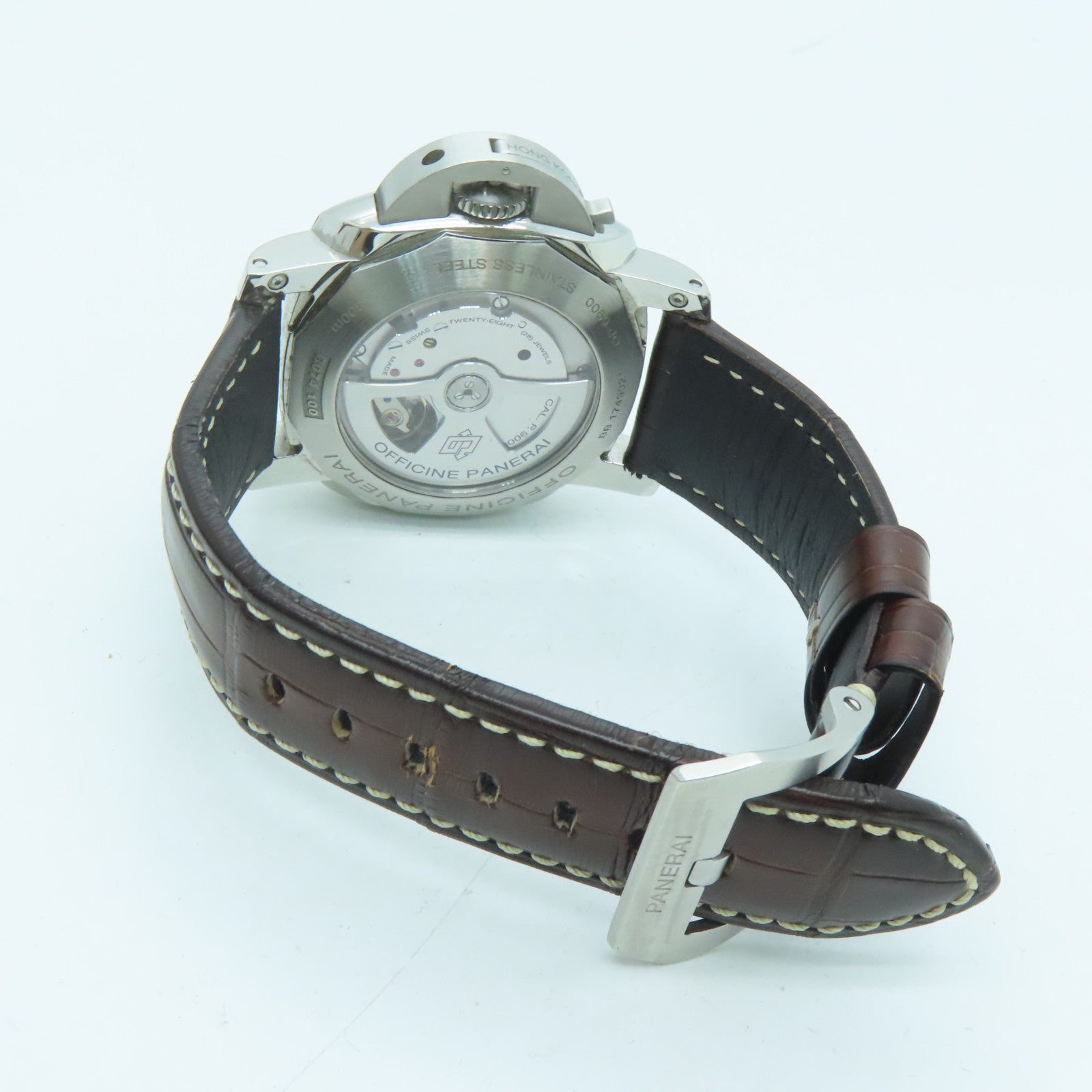 PANERAI Luminor鳄鱼皮革带/不锈钢手表自动机芯啡色
