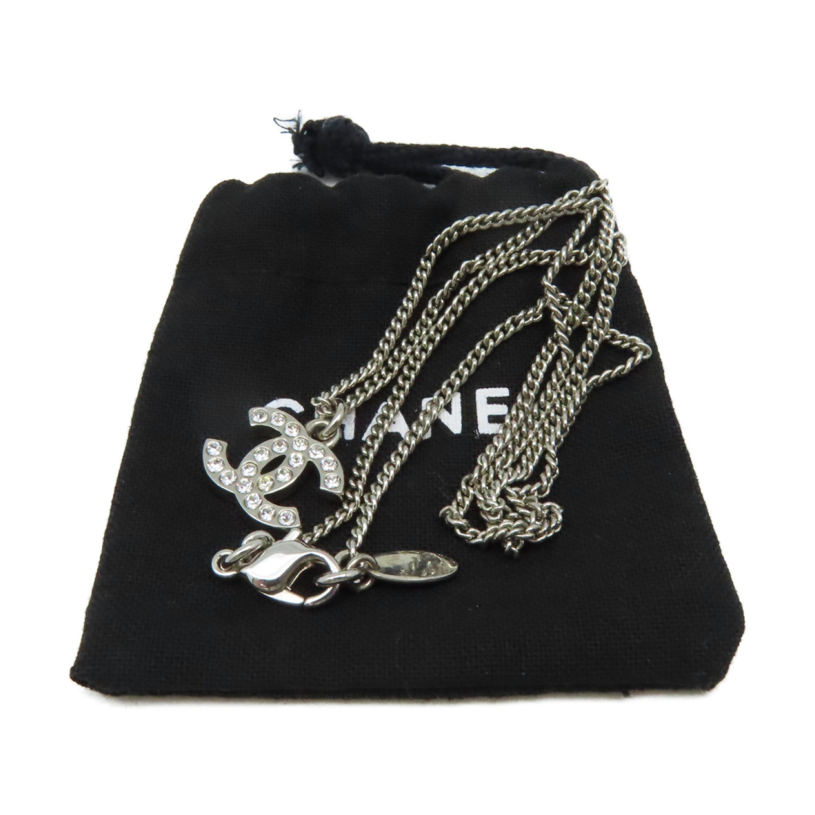 CHANEL 金屬CC Logo Necklace項鏈銀色