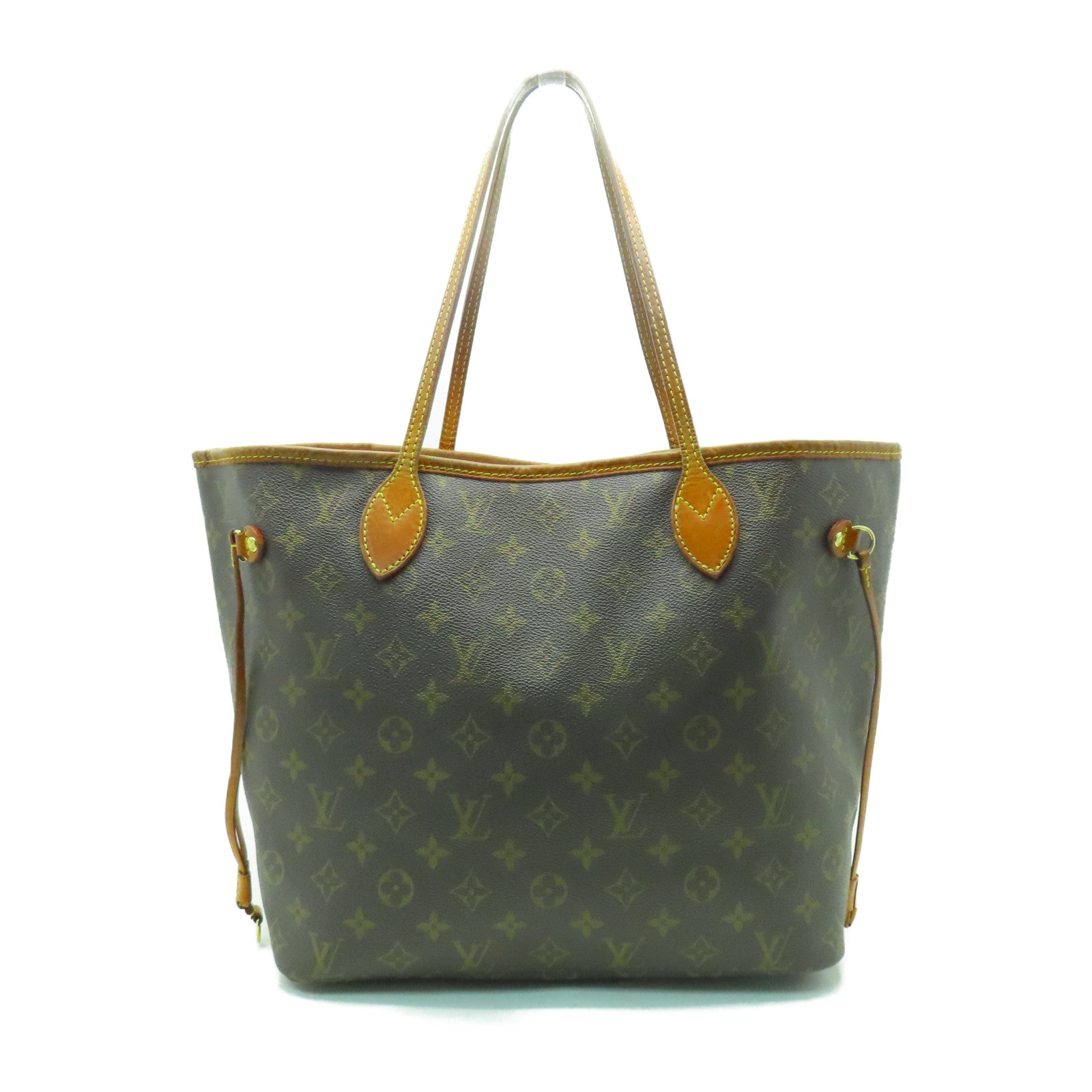 LOUIS VUITTON Monogram Neverfull MM金扣手挽袋啡色