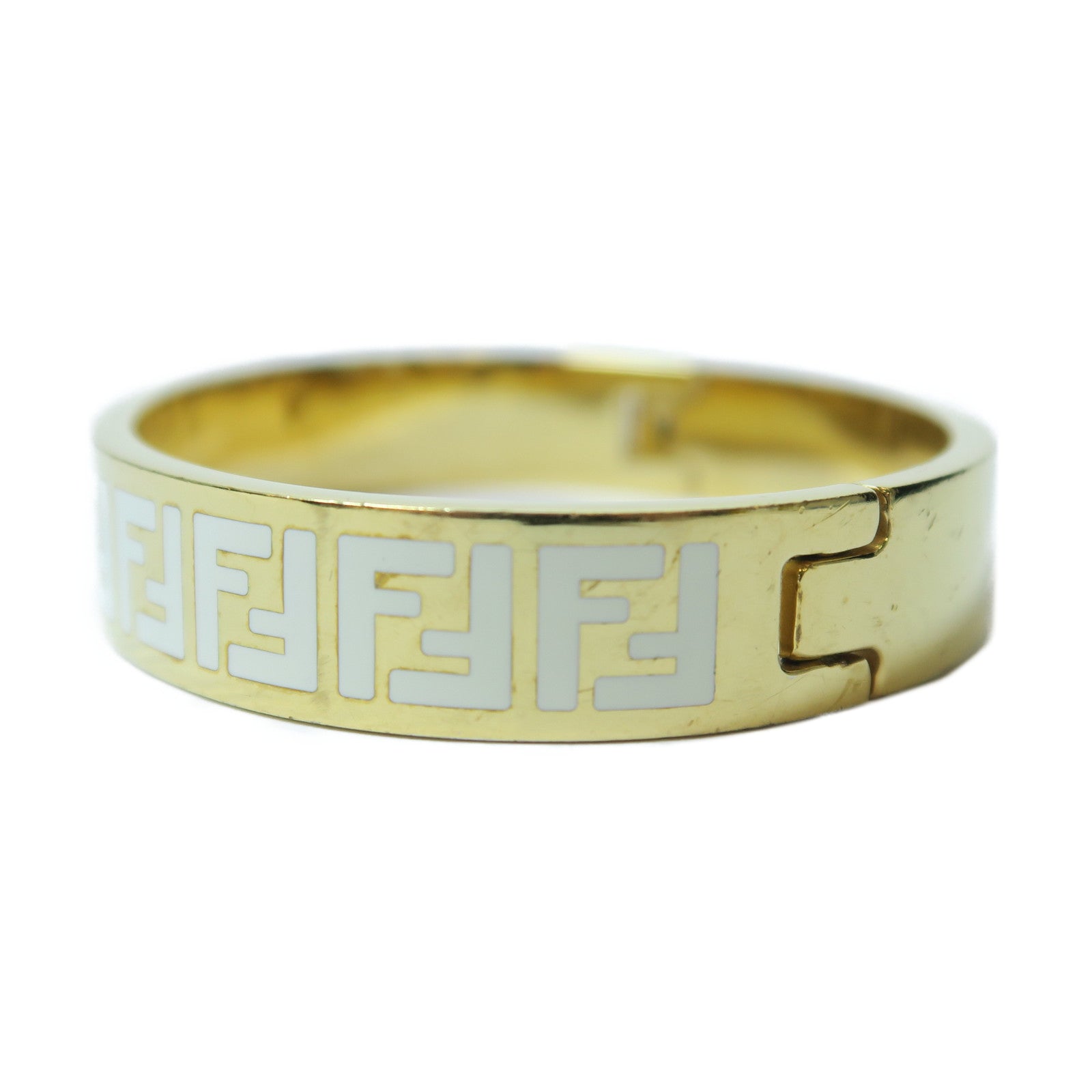 FENDI 金屬Bangle手鐲金色/白色Fendi#M/#16cm