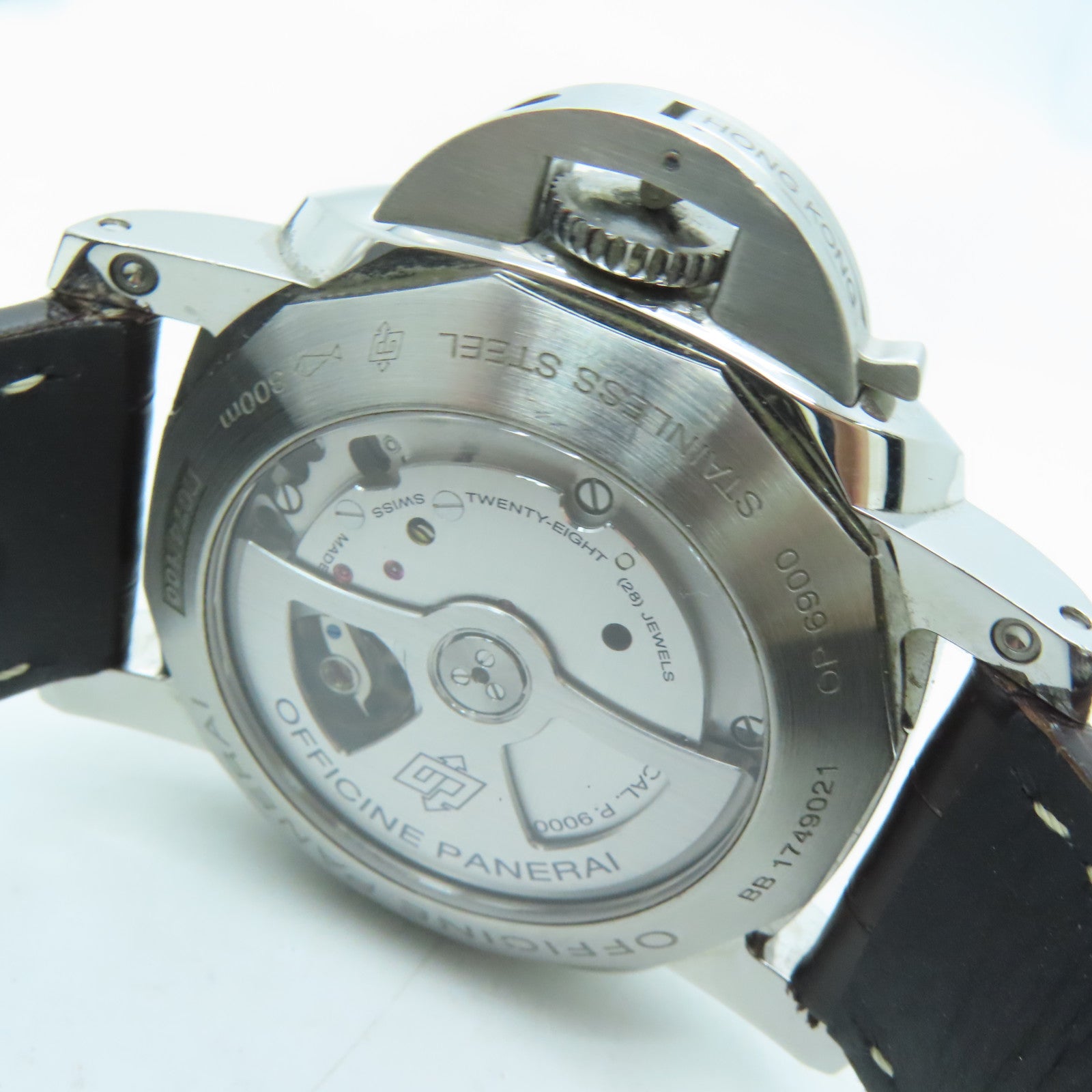 PANERAI Luminor鳄鱼皮革带/不锈钢手表自动机芯啡色