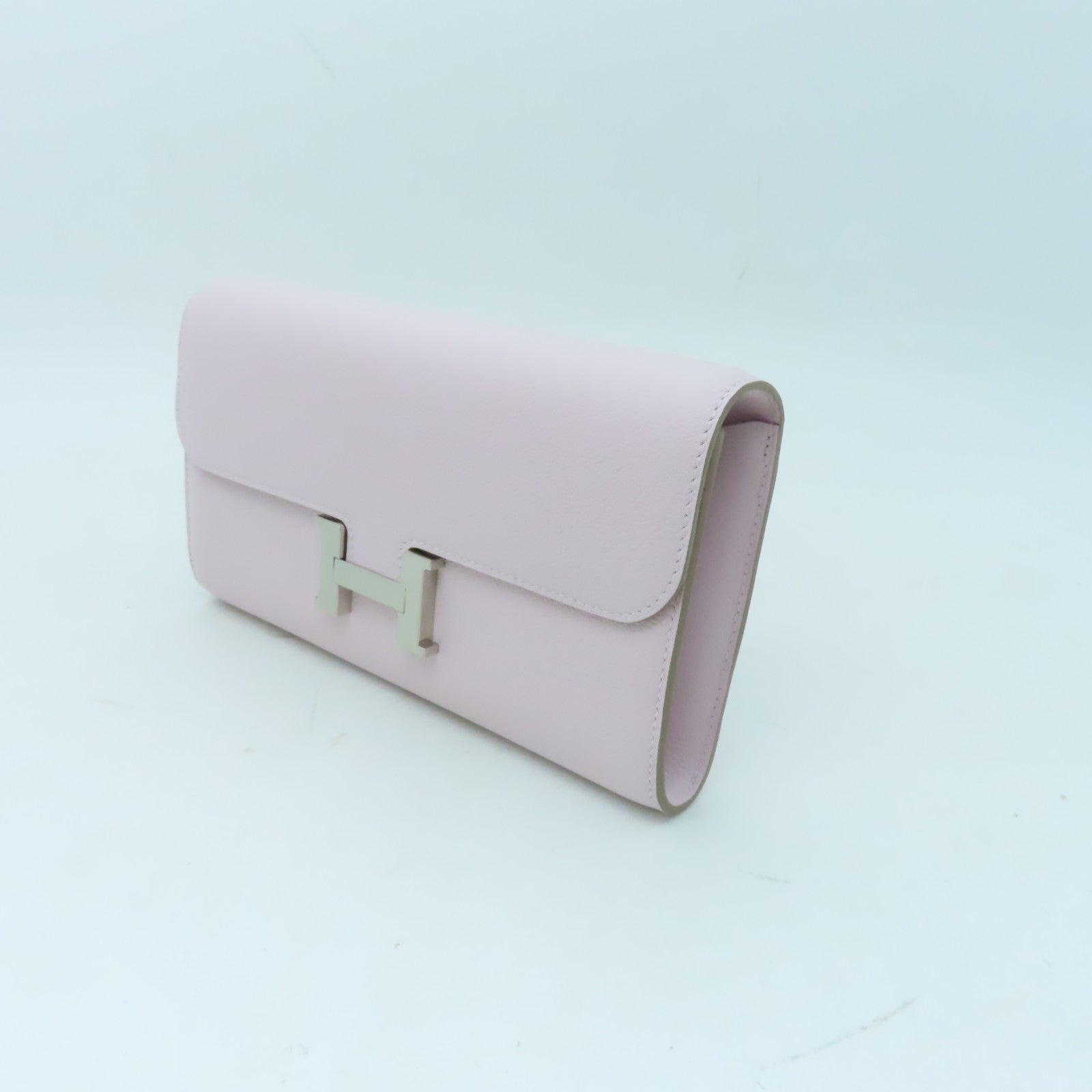 HERMES 【激減優惠】Chevre皮革Constance To Go銀扣肩背袋Mauve Pale紫色