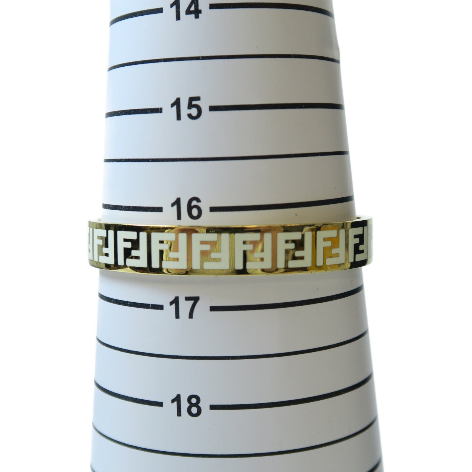 FENDI 金屬Bangle手鐲金色/白色Fendi#M/#16cm