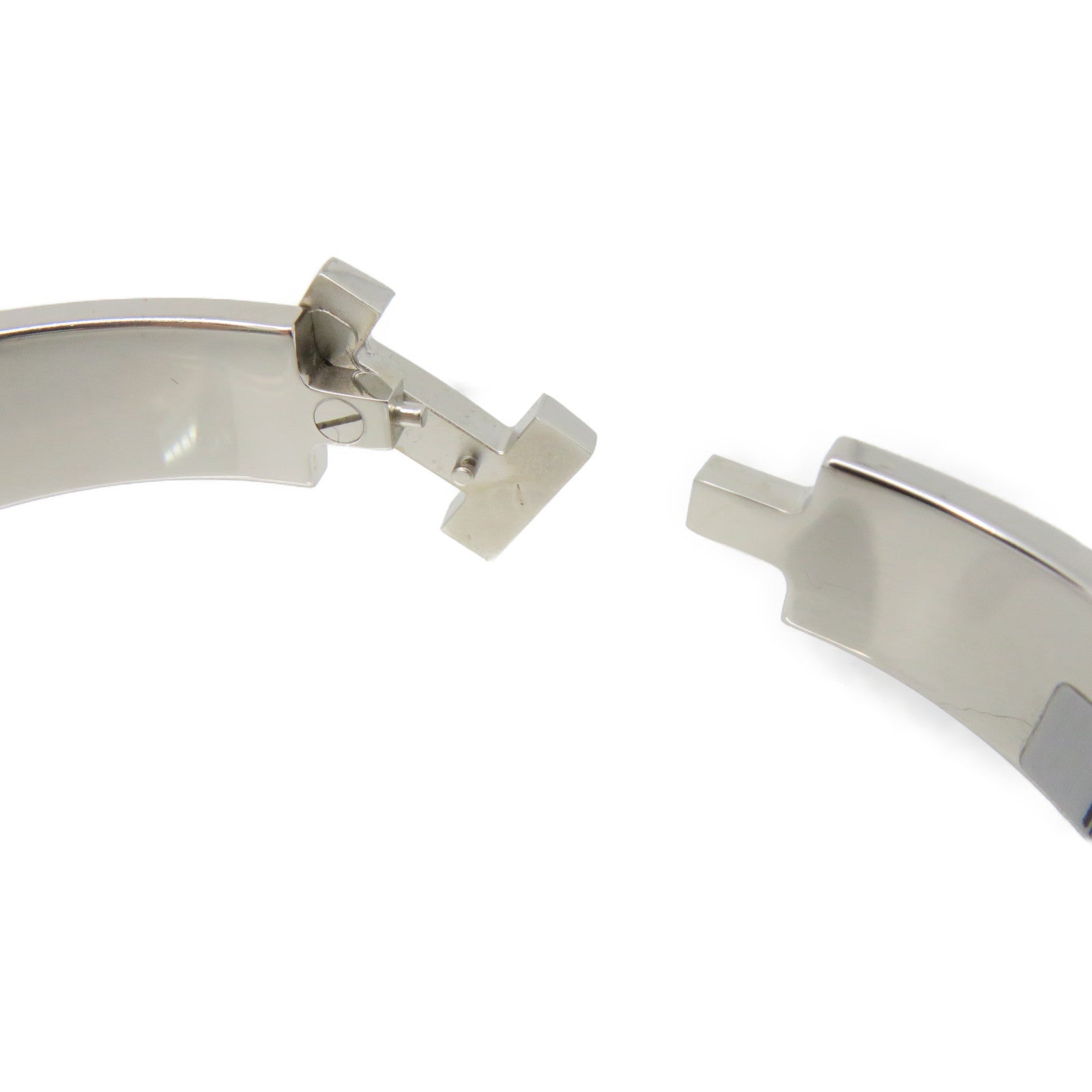 HERMES Metal/Ceramic Clic-H Bracelet Silver Buckle Bracelet Gray/Silver