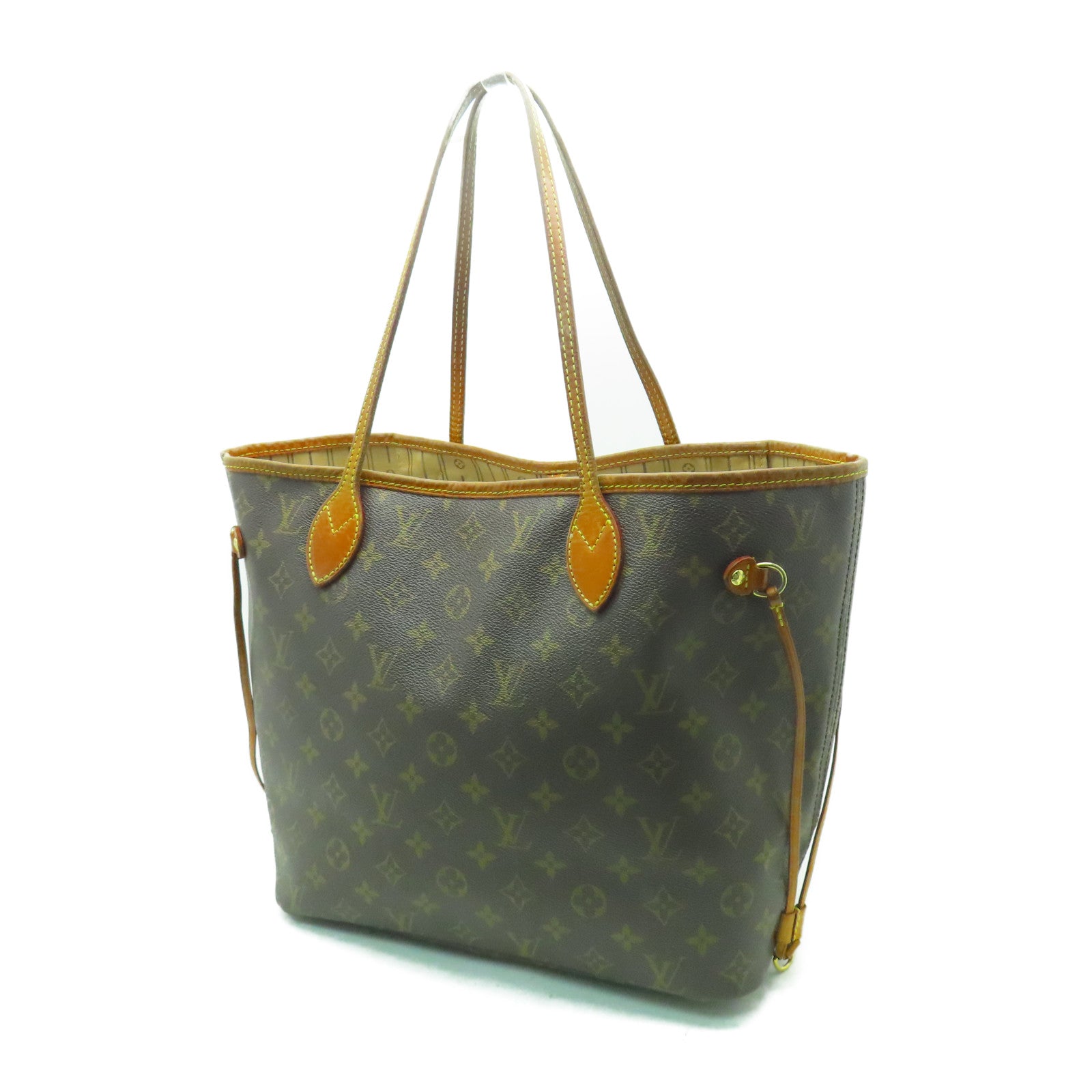 LOUIS VUITTON Monogram Neverfull MM金扣手挽袋啡色