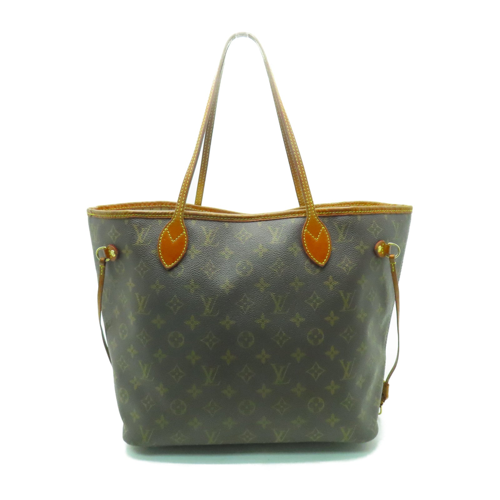 LOUIS VUITTON Monogram Neverfull MM金扣手挽袋啡色