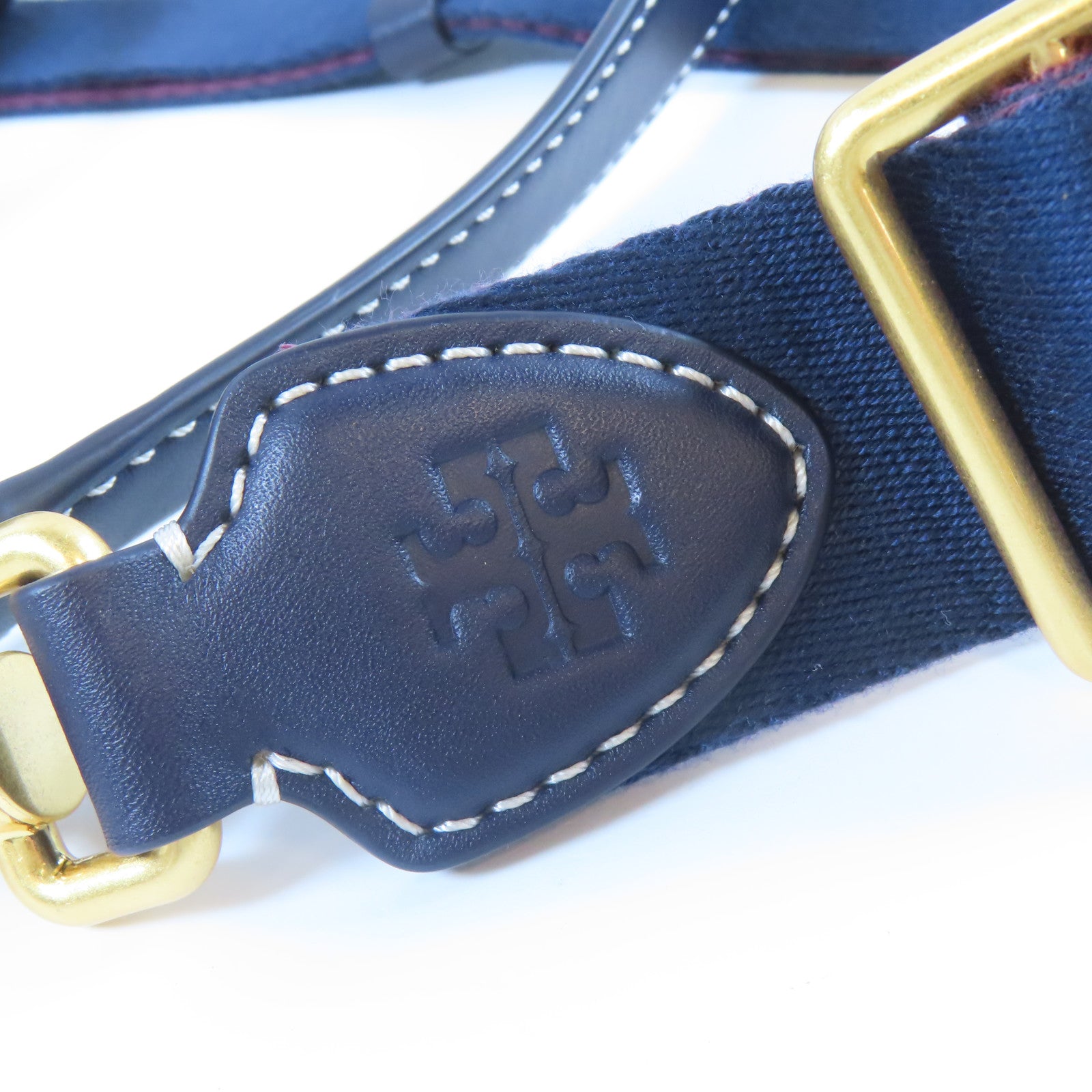 Tory Burch 帆布Shoulder Bag金扣手挽肩背兩用袋深藍色