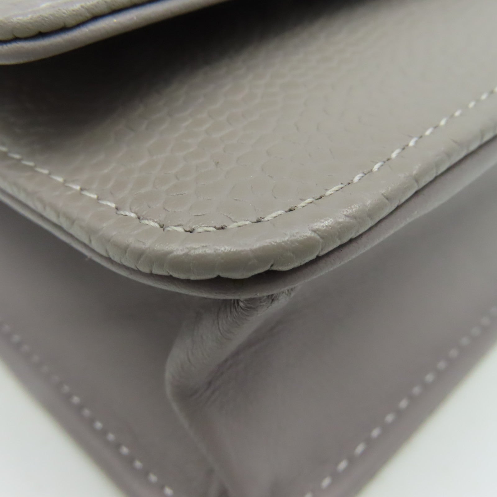 CHANEL Caviar皮革WOC Wallet On Chain Shoulder Bag銀扣鏈帶錢包肩背袋灰色