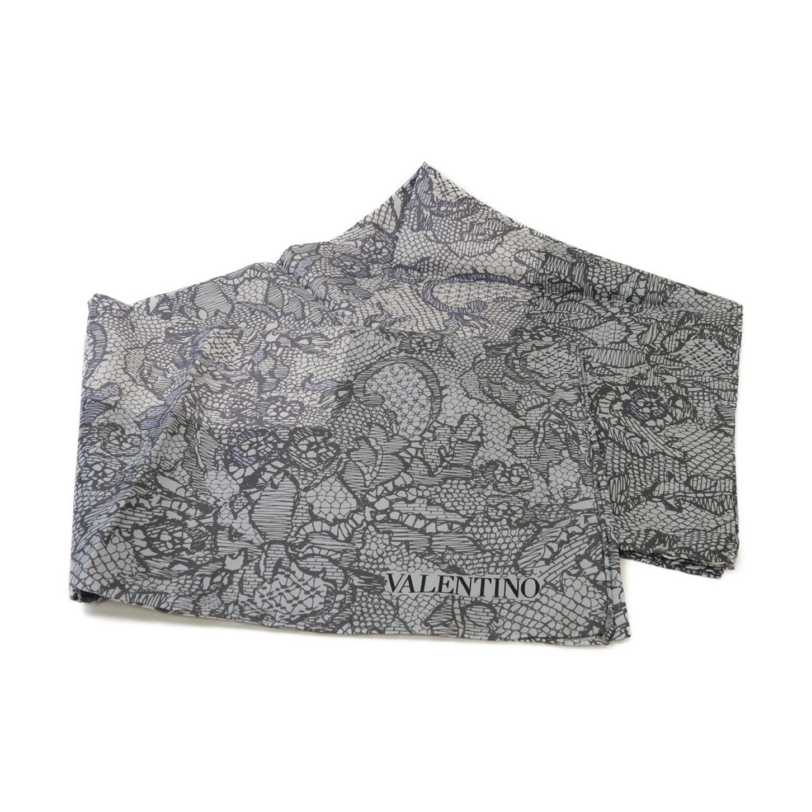 Valentino 絲質Scarf絲巾灰色/白色