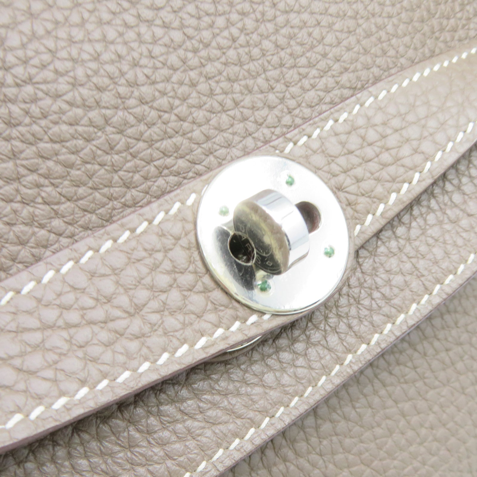 HERMES Clemence Leather Lindy 34 Shoulder Bag Silver Buckle Shoulder Bag Etoupe Brown