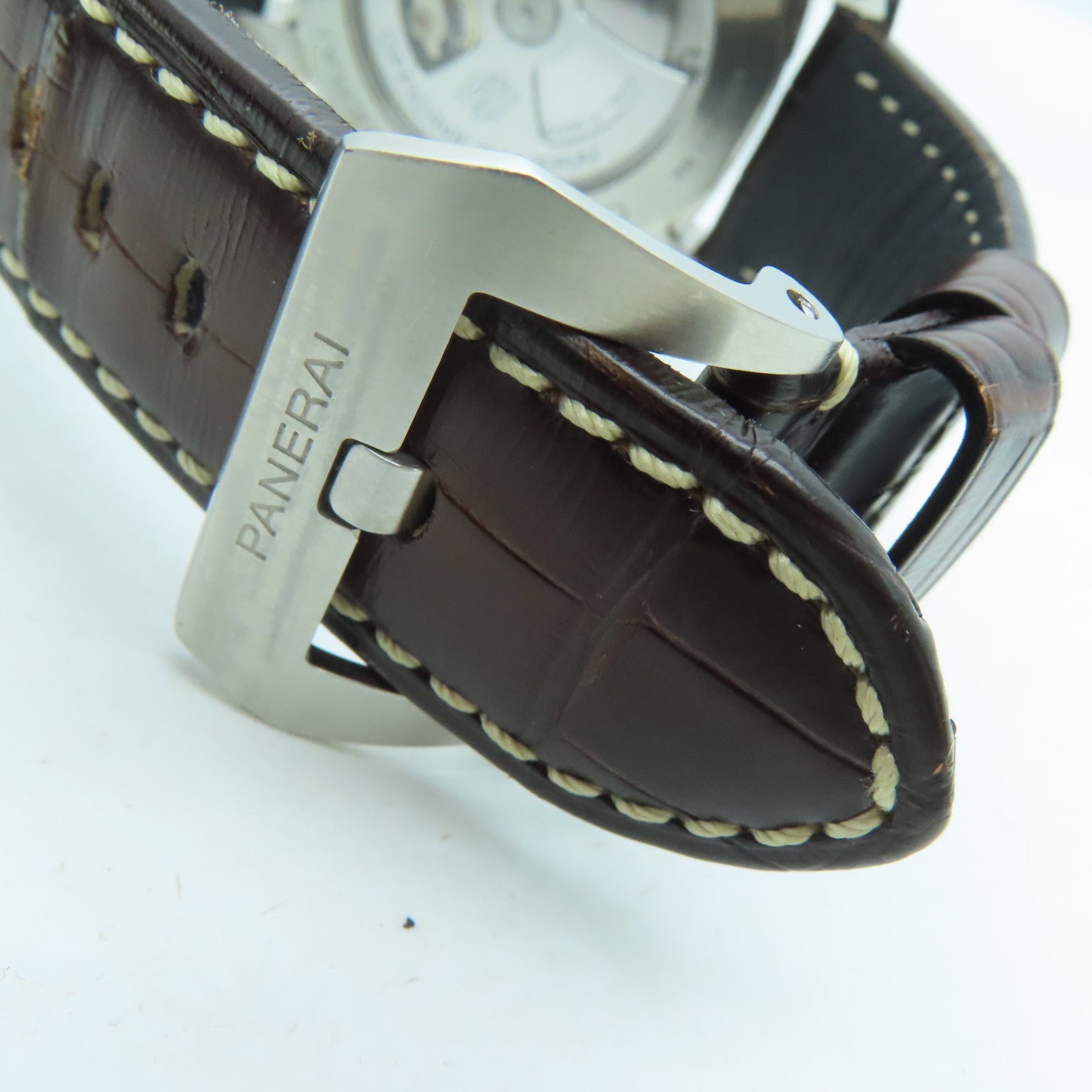 PANERAI Luminor鳄鱼皮革带/不锈钢手表自动机芯啡色
