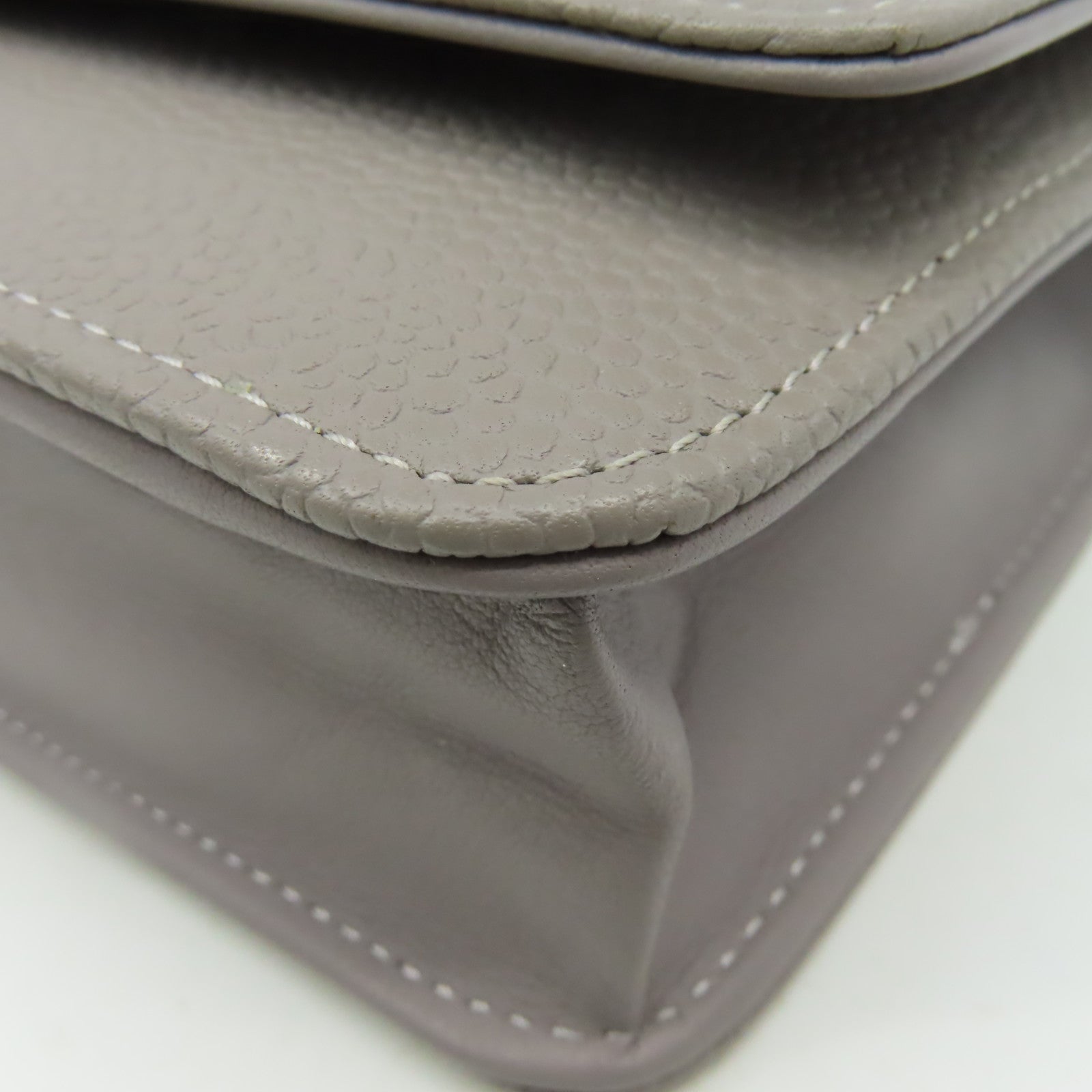 CHANEL Caviar皮革WOC Wallet On Chain Shoulder Bag銀扣鏈帶錢包肩背袋灰色