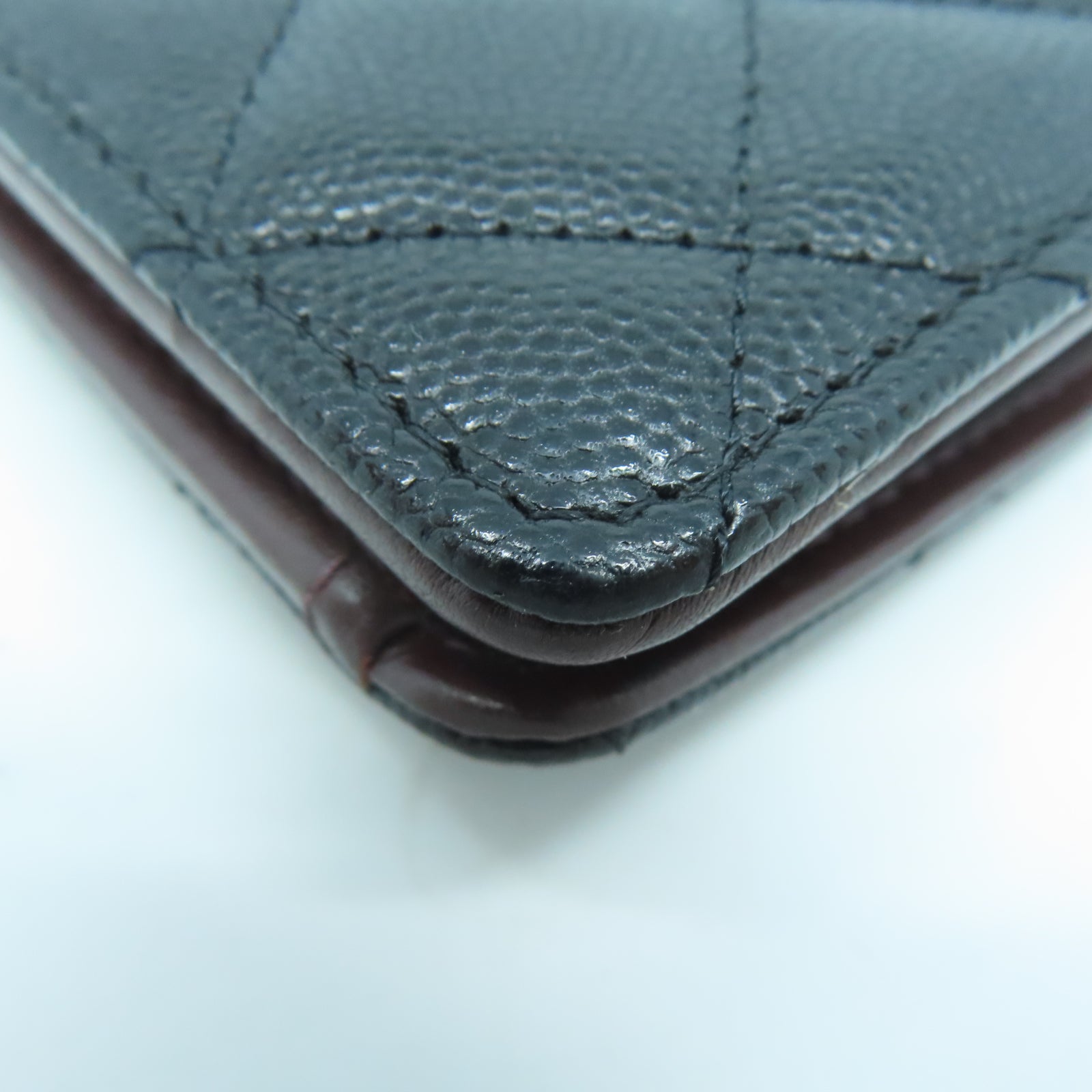 CHANEL 菱格牛皮皮革Long Wallet金扣長錢包黑色