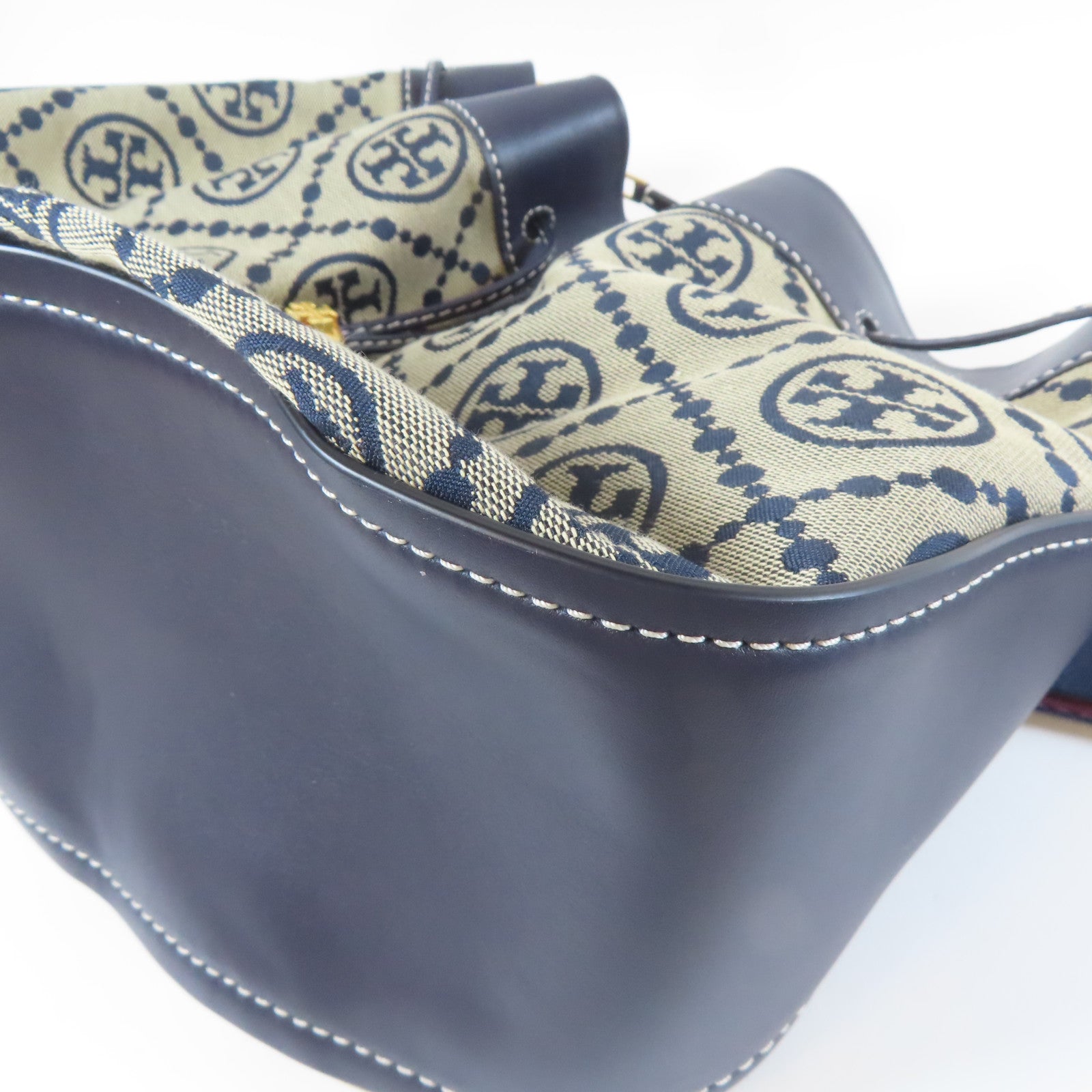 Tory Burch 帆布Shoulder Bag金扣手挽肩背兩用袋深藍色