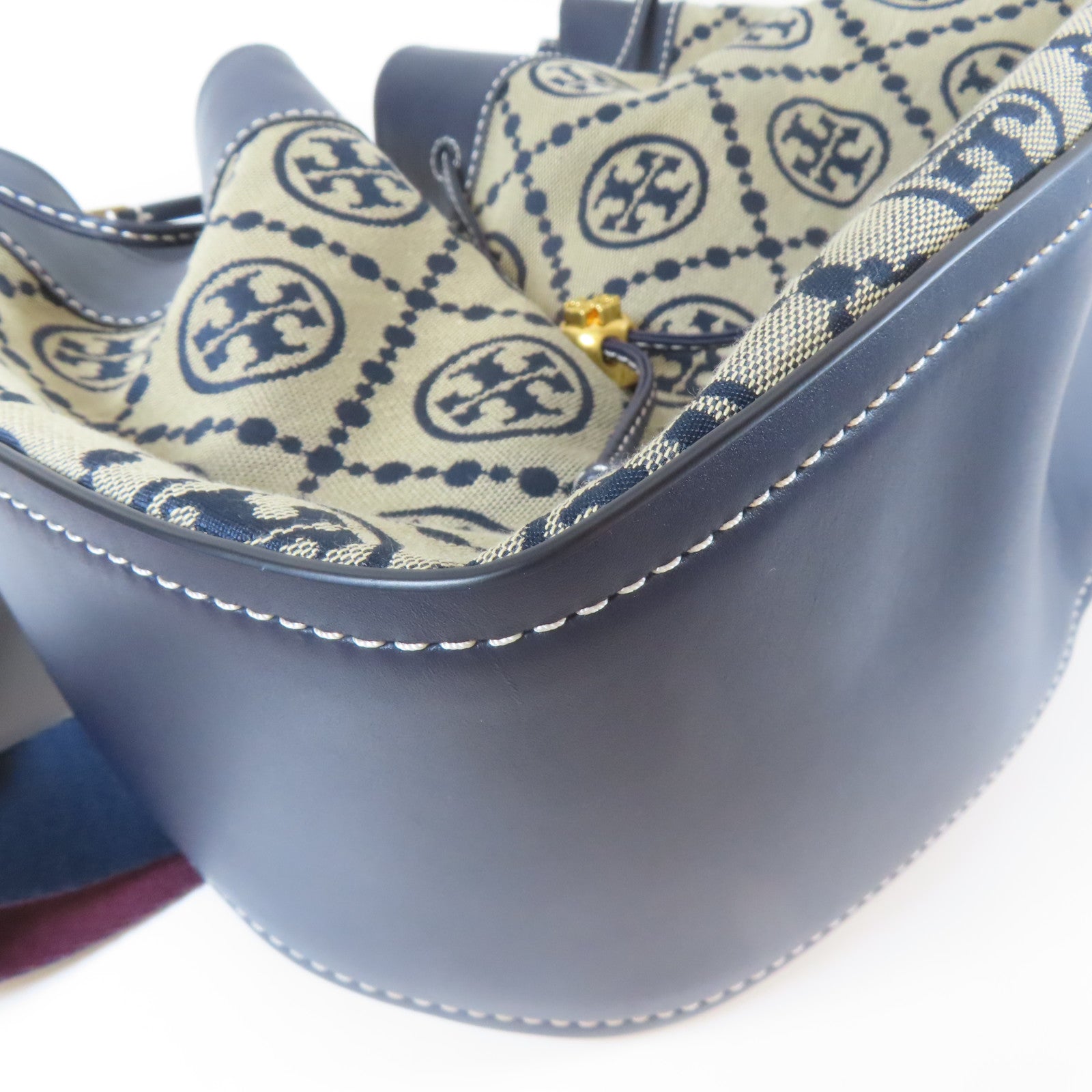 Tory Burch 帆布Shoulder Bag金扣手挽肩背兩用袋深藍色