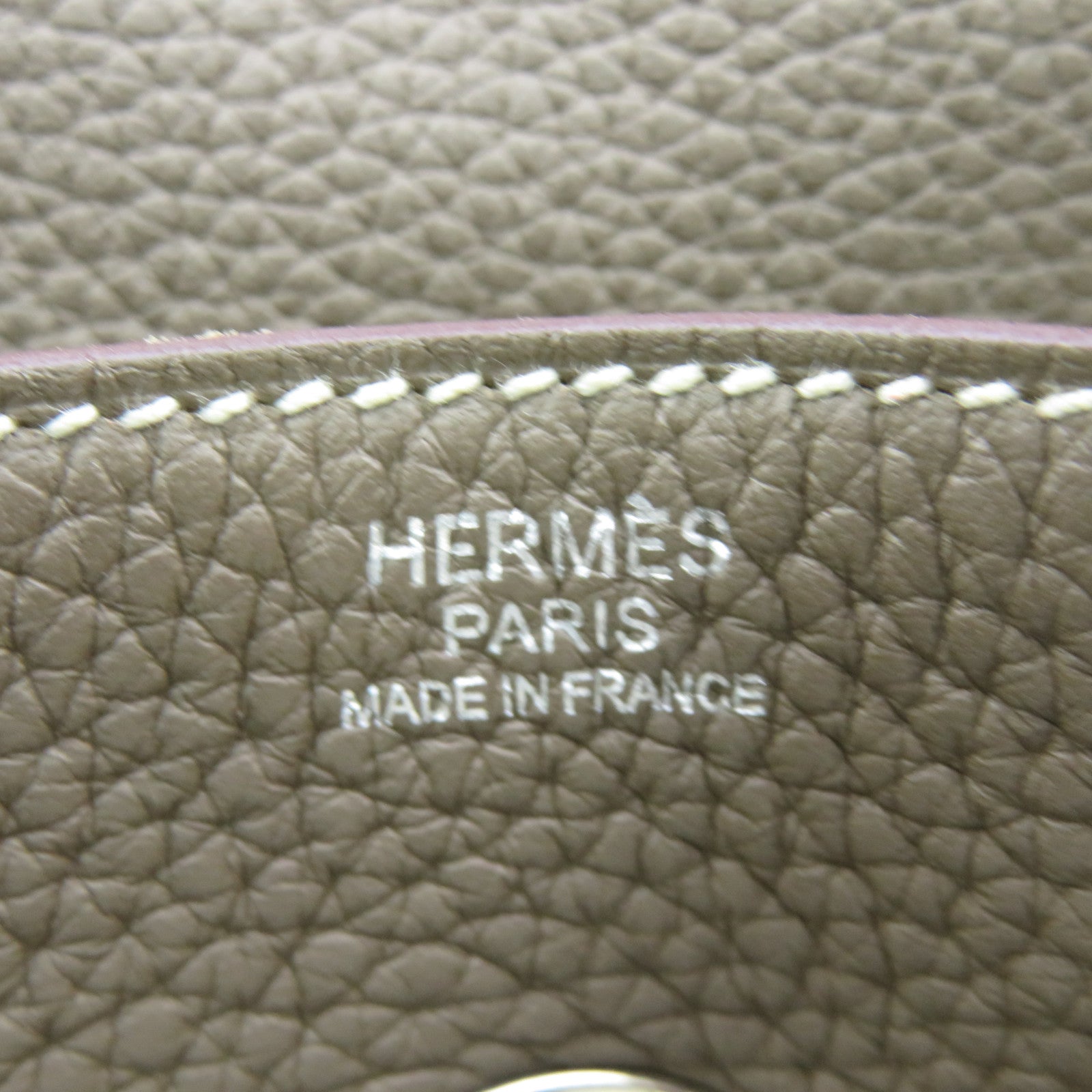 HERMES Clemence Leather Lindy 34 Shoulder Bag Silver Buckle Shoulder Bag Etoupe Brown
