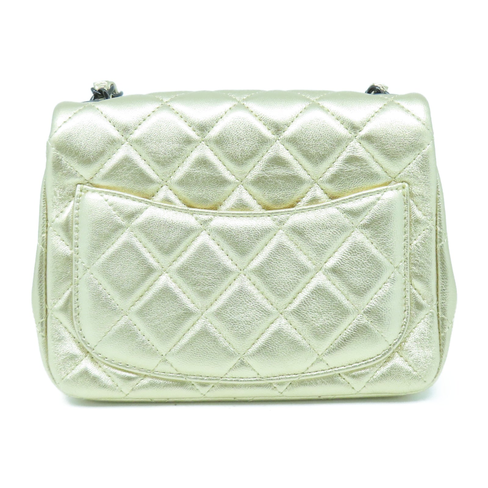 CHANEL 菱格羊皮皮革Chain Shoulder鏈帶肩背袋金色