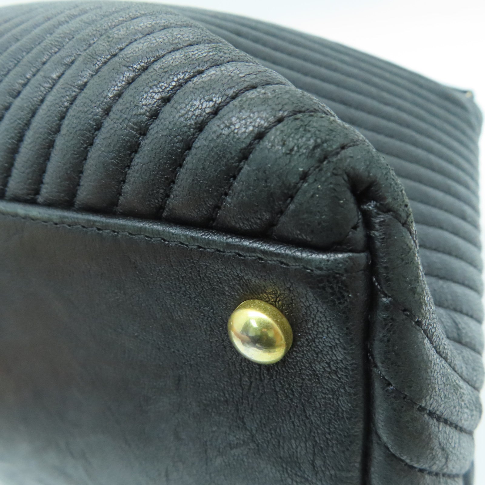 CHANEL twill cowhide leather Tote Bag gold buckle handle bag black