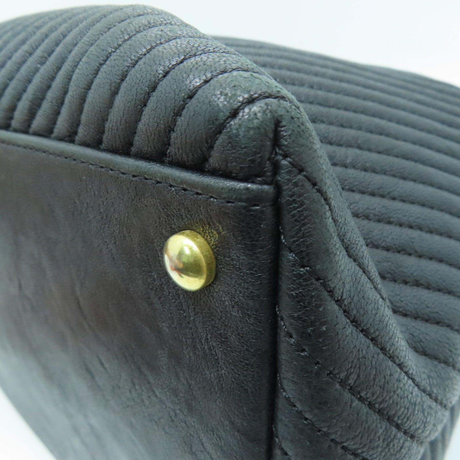 CHANEL twill cowhide leather Tote Bag gold buckle handle bag black