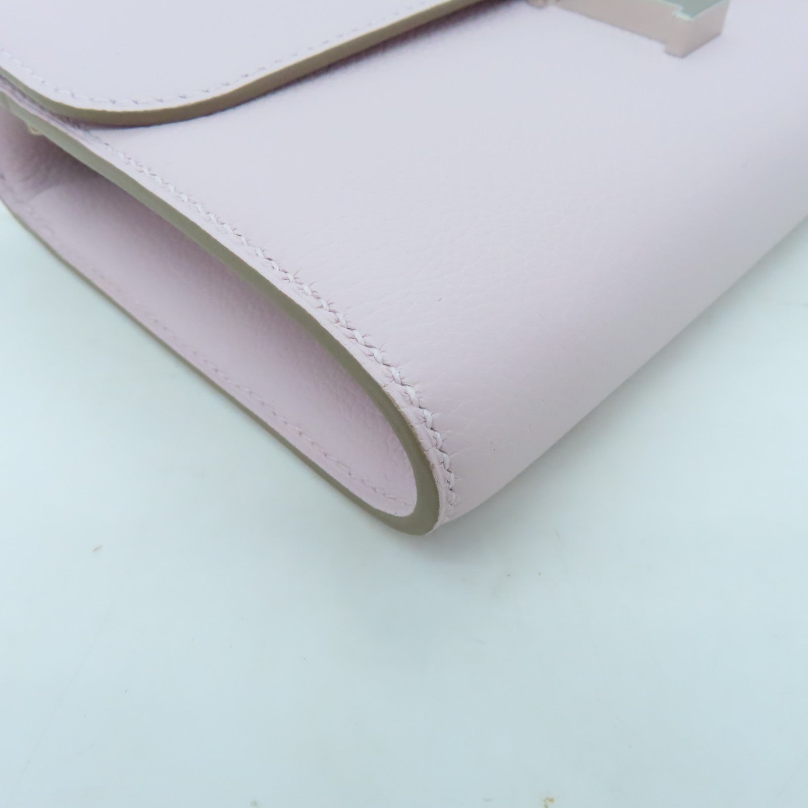 HERMES 【激減優惠】Chevre皮革Constance To Go銀扣肩背袋Mauve Pale紫色