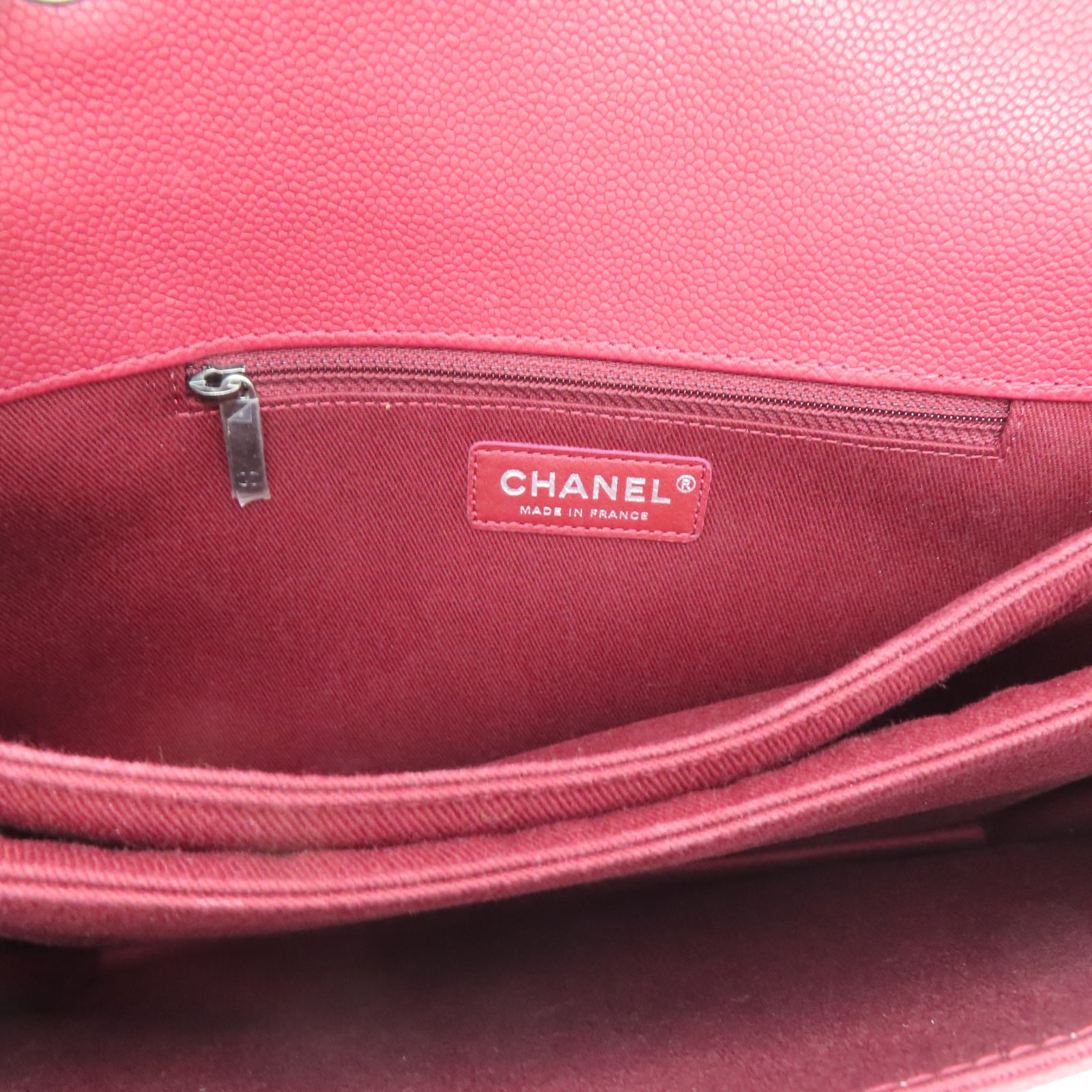 CHANEL rhombic cowhide leather Chain Shoulder silver buckle chain shoulder bag red