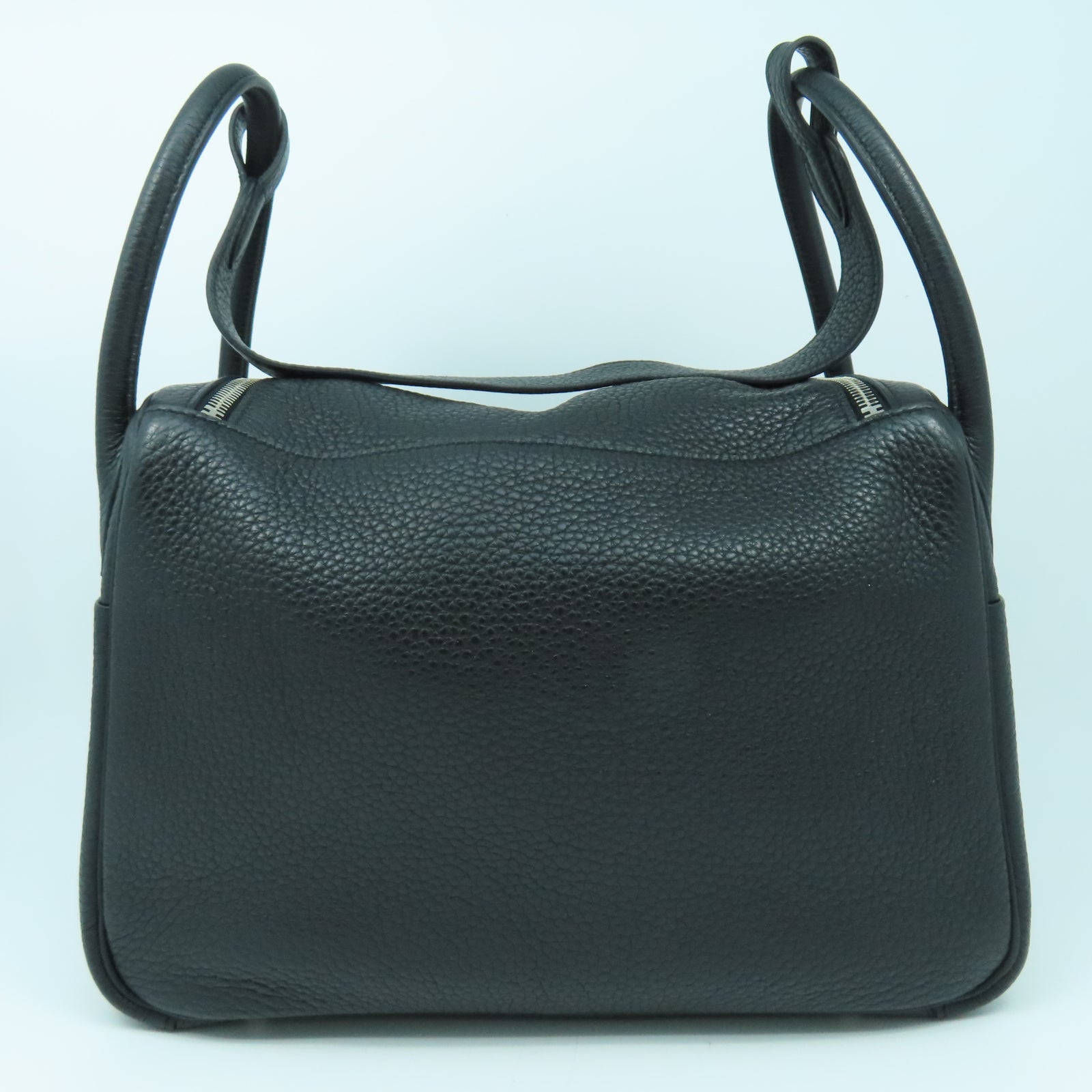 HERMES Clemence皮革Lindy 30銀扣肩背袋黑色