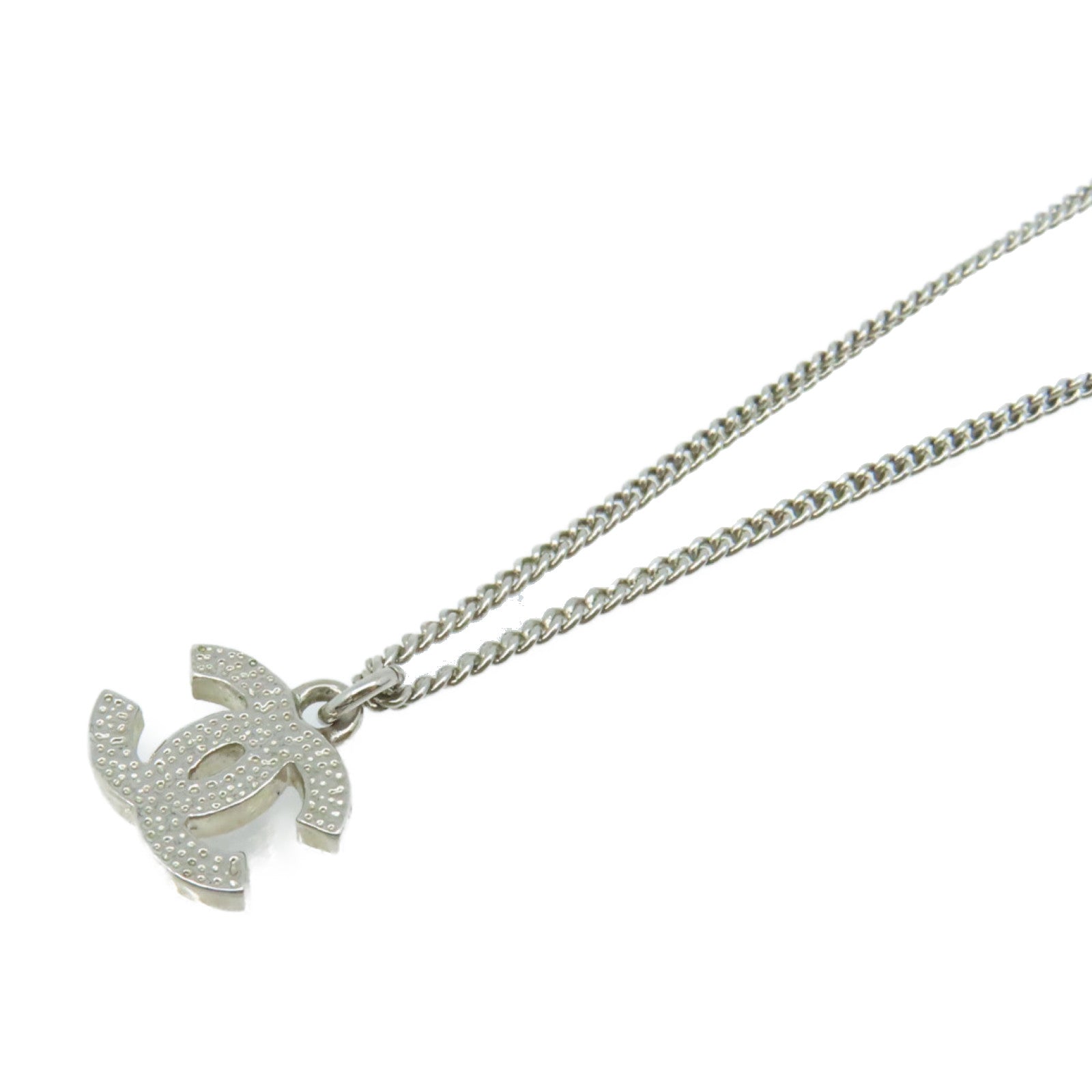 CHANEL 金屬CC Logo Necklace項鏈銀色