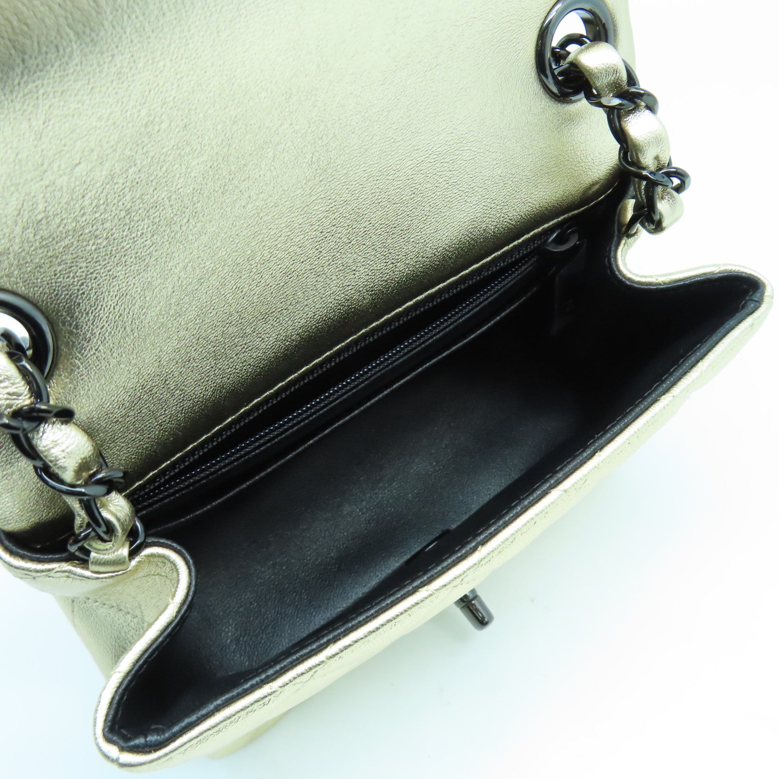 CHANEL 菱格羊皮皮革Chain Shoulder鏈帶肩背袋金色
