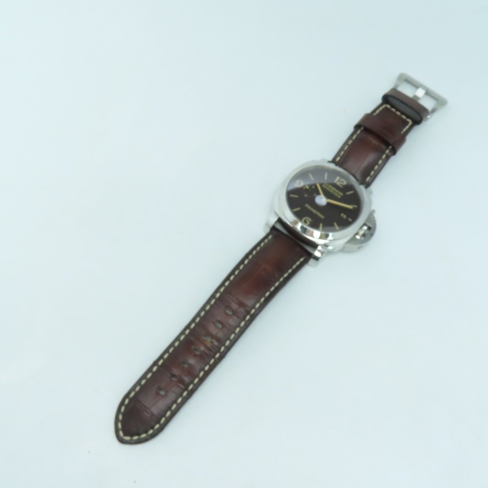 PANERAI Luminor鳄鱼皮革带/不锈钢手表自动机芯啡色