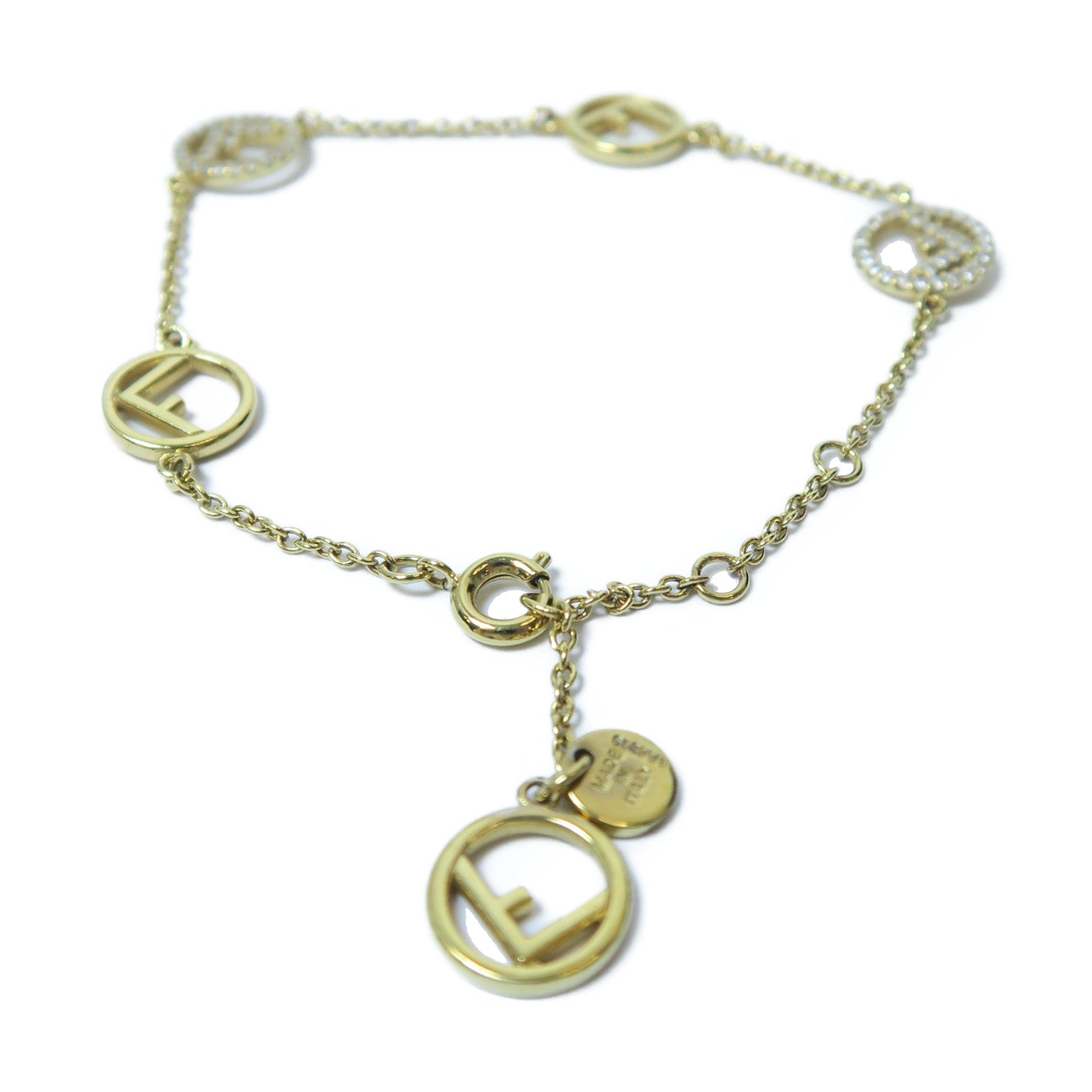 FENDI 金屬/水晶Bracelet手鏈#16.25cm