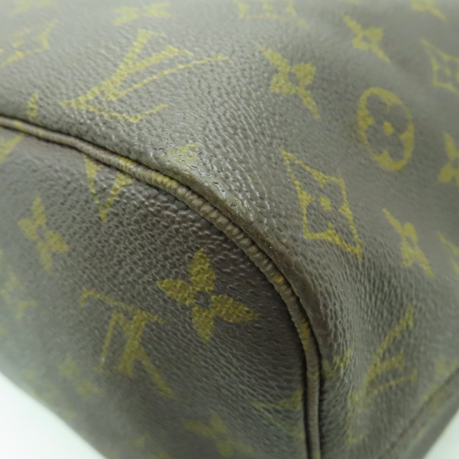 LOUIS VUITTON Monogram Neverfull MM金扣手挽袋啡色