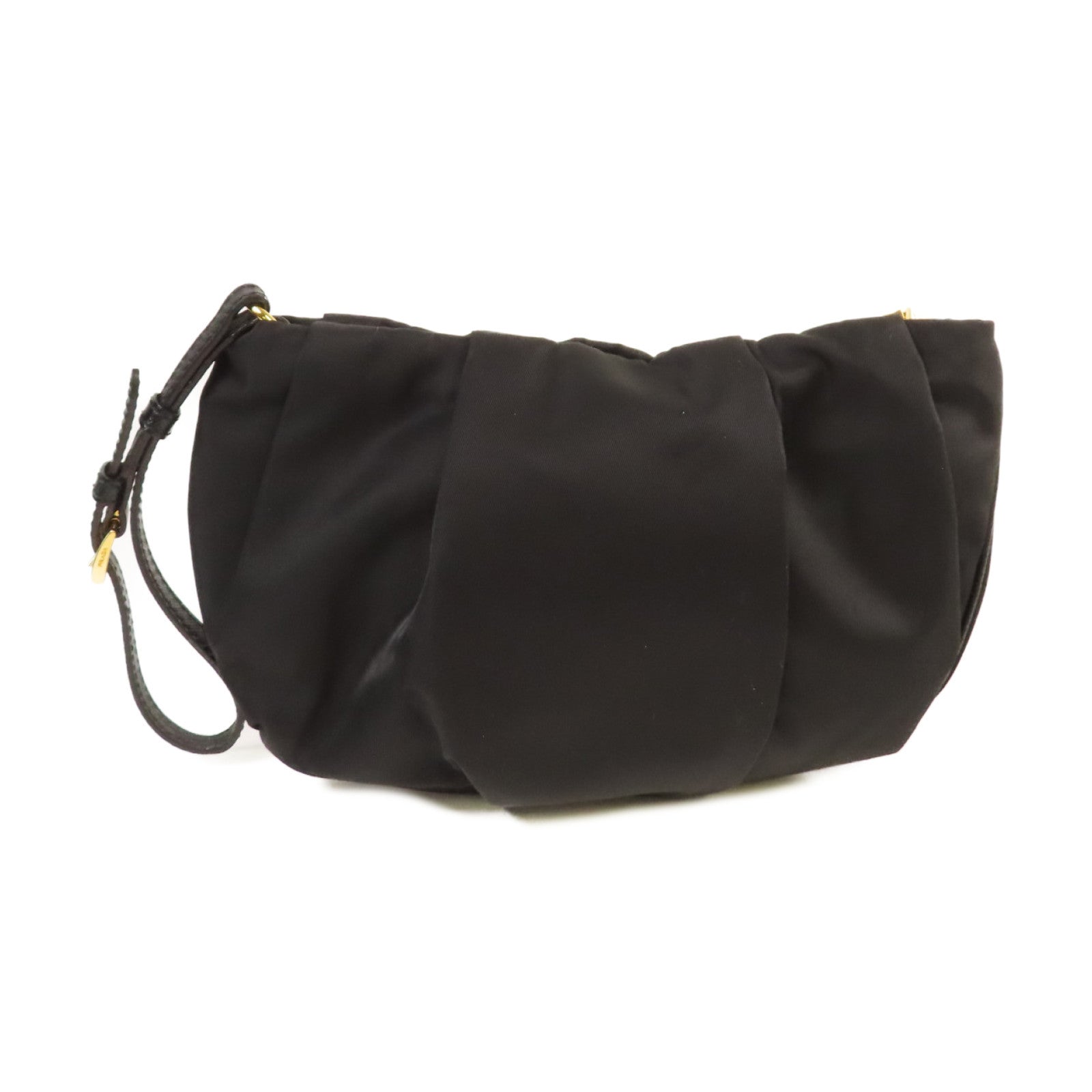 PRADA 尼龍Pouch with Handle金扣手拿包黑色