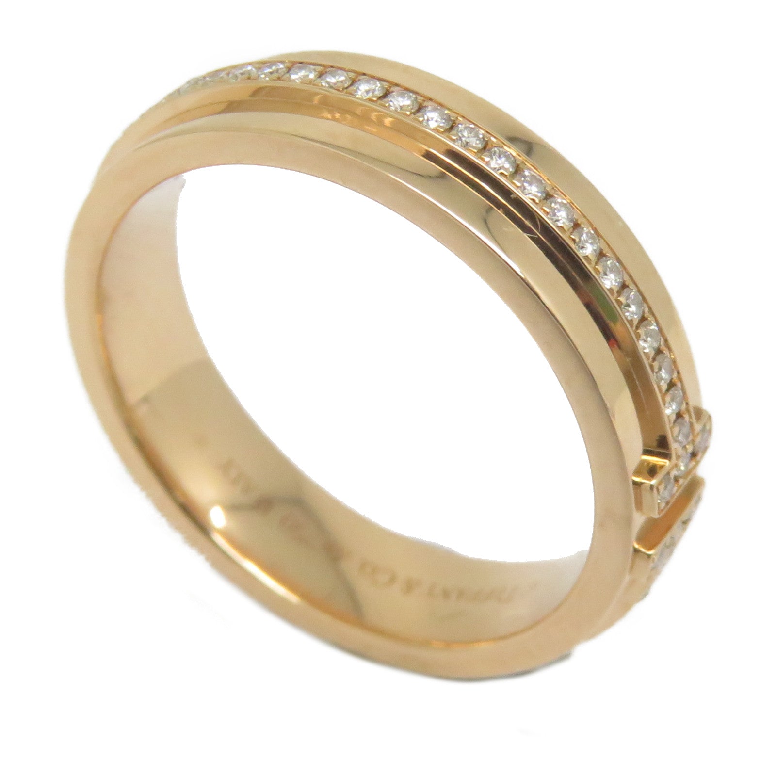 TIFFANY＆CO 18K玫瑰金Tiffany T鑽石戒指US#5