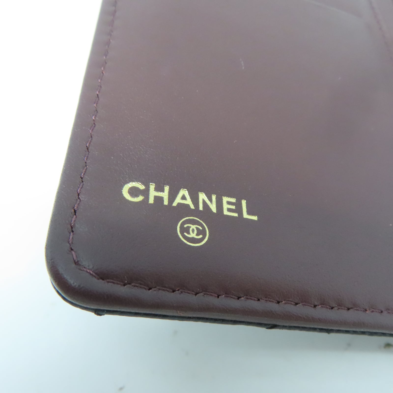 CHANEL 菱格牛皮皮革Long Wallet金扣長錢包黑色