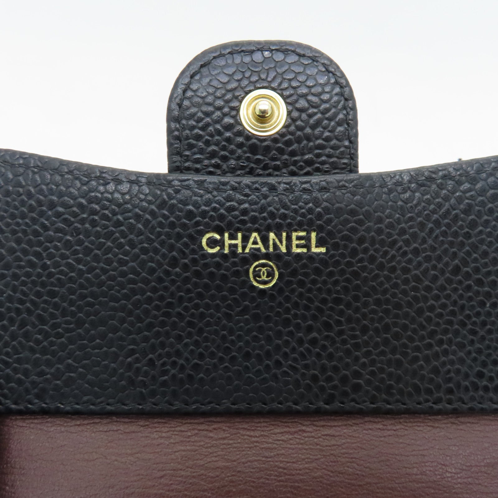 CHANEL rhombic cowhide leather Wallet gold buckle wallet black