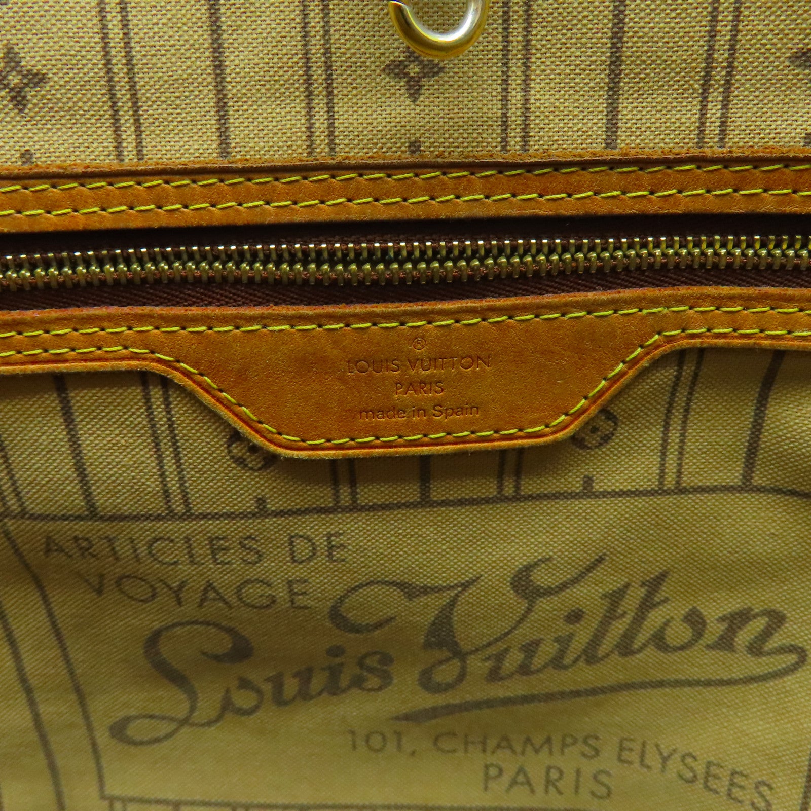 LOUIS VUITTON Monogram Neverfull MM金扣手挽袋啡色