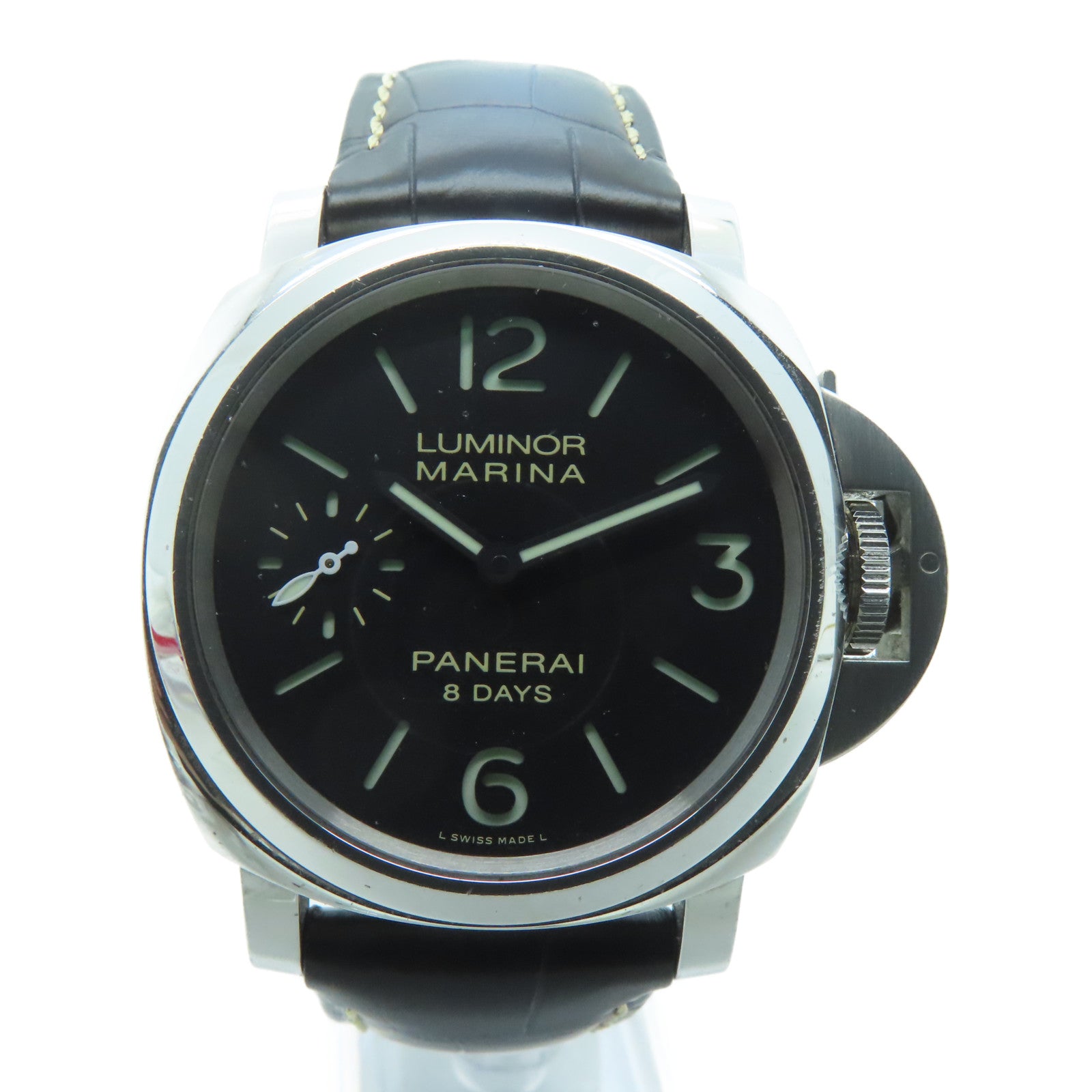 PANERAI Luminor鳄鱼皮革带/不锈钢手表自动机芯黑色
