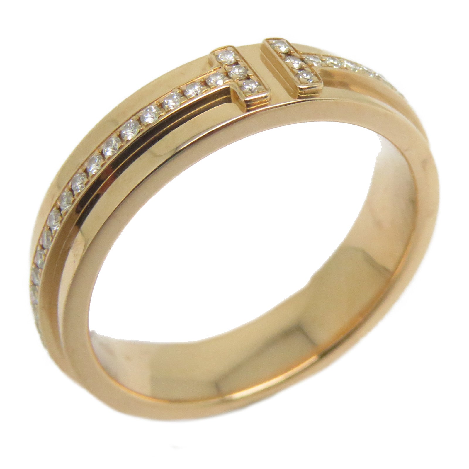TIFFANY＆CO 18K玫瑰金Tiffany T鑽石戒指US#5
