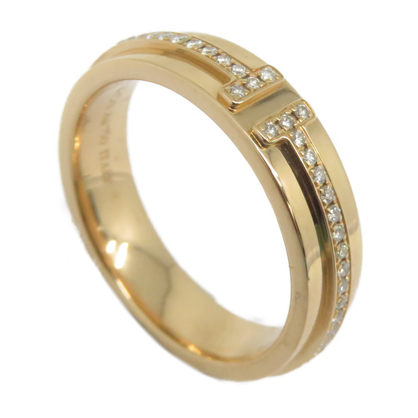 TIFFANY＆CO 18K玫瑰金Tiffany T鑽石戒指US#5