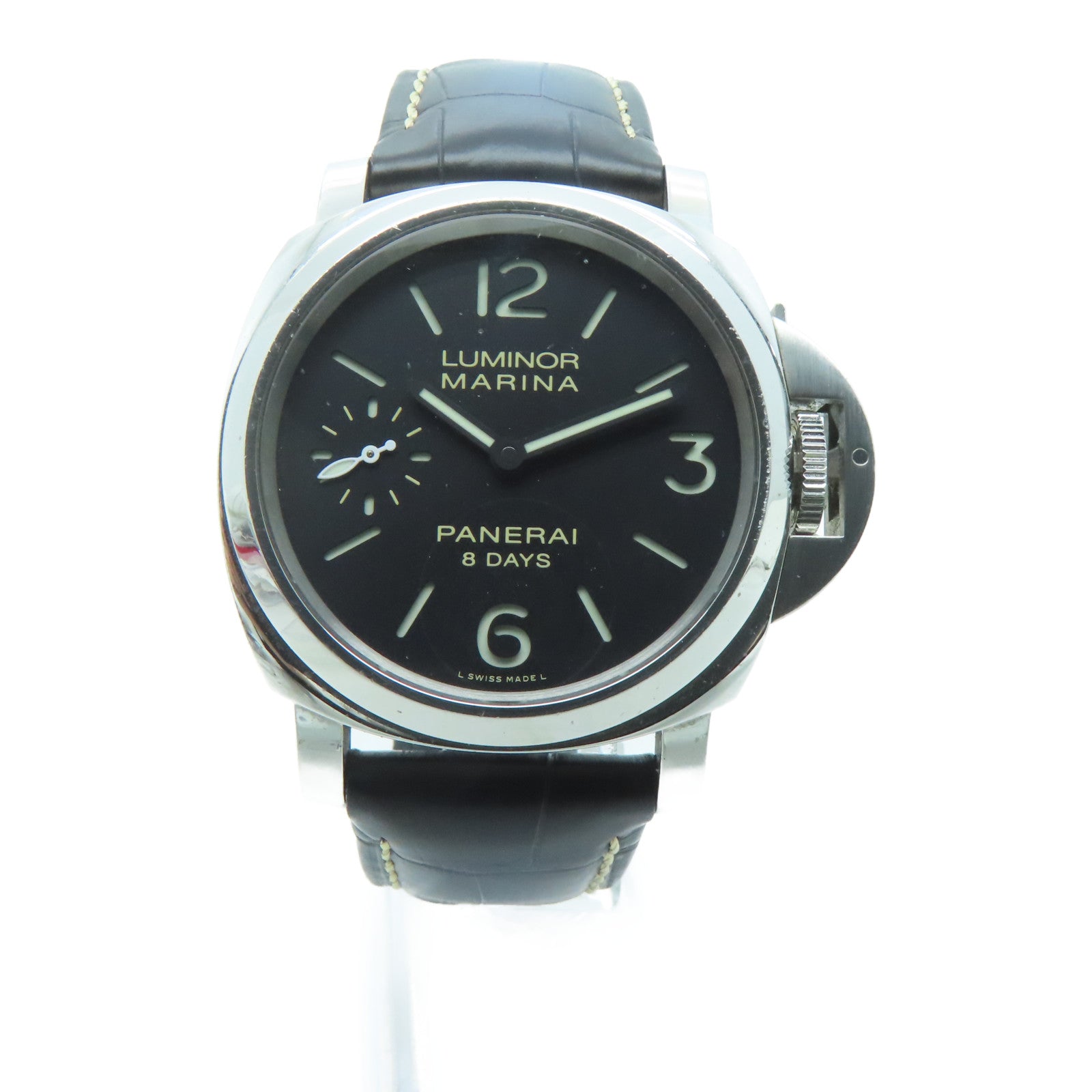 PANERAI Luminor鳄鱼皮革带/不锈钢手表自动机芯黑色
