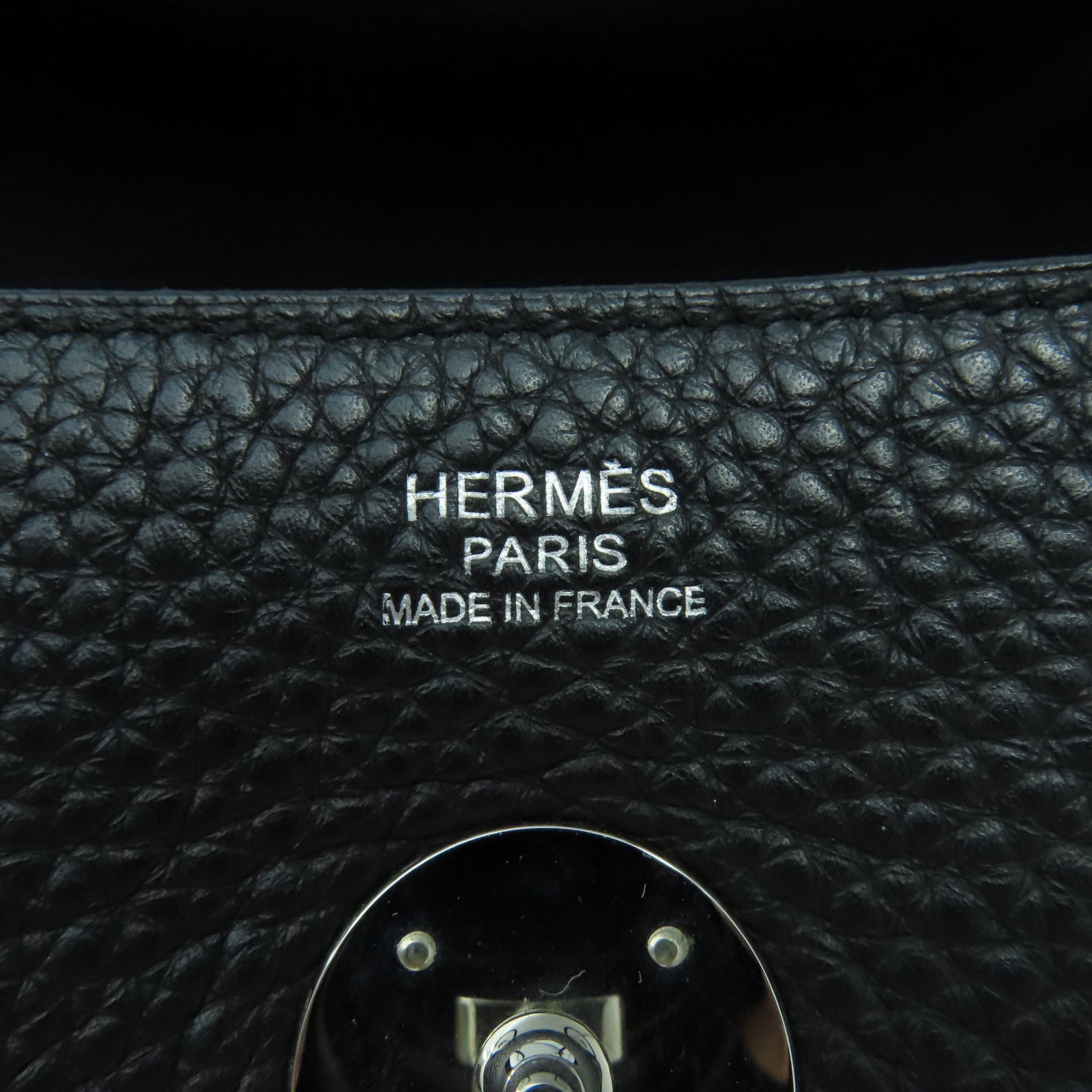 HERMES Clemence皮革Lindy 30銀扣肩背袋黑色